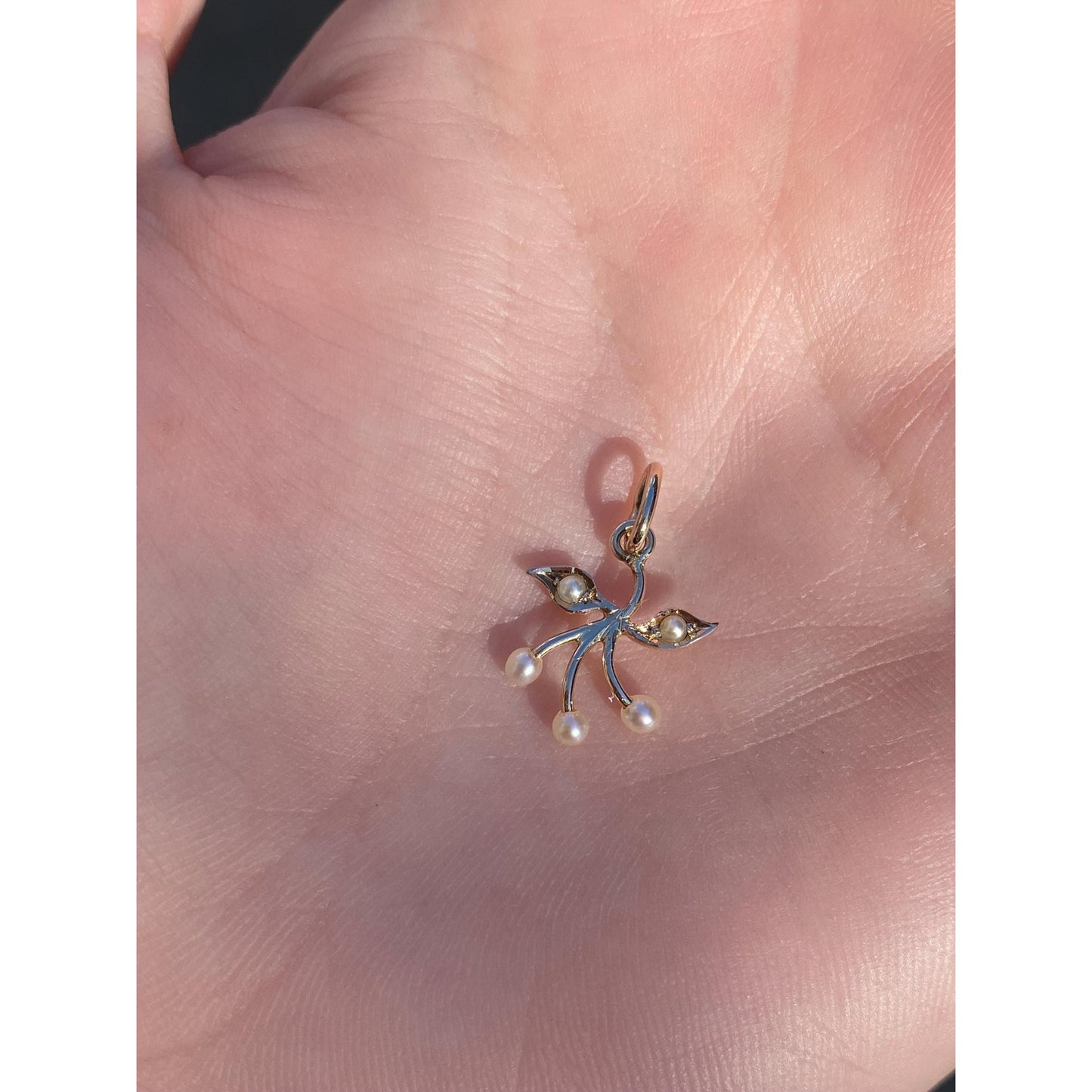 Vintage Solid 14k Yellow Gold Seed Pearl Berries Stick Pin Conversion Charm