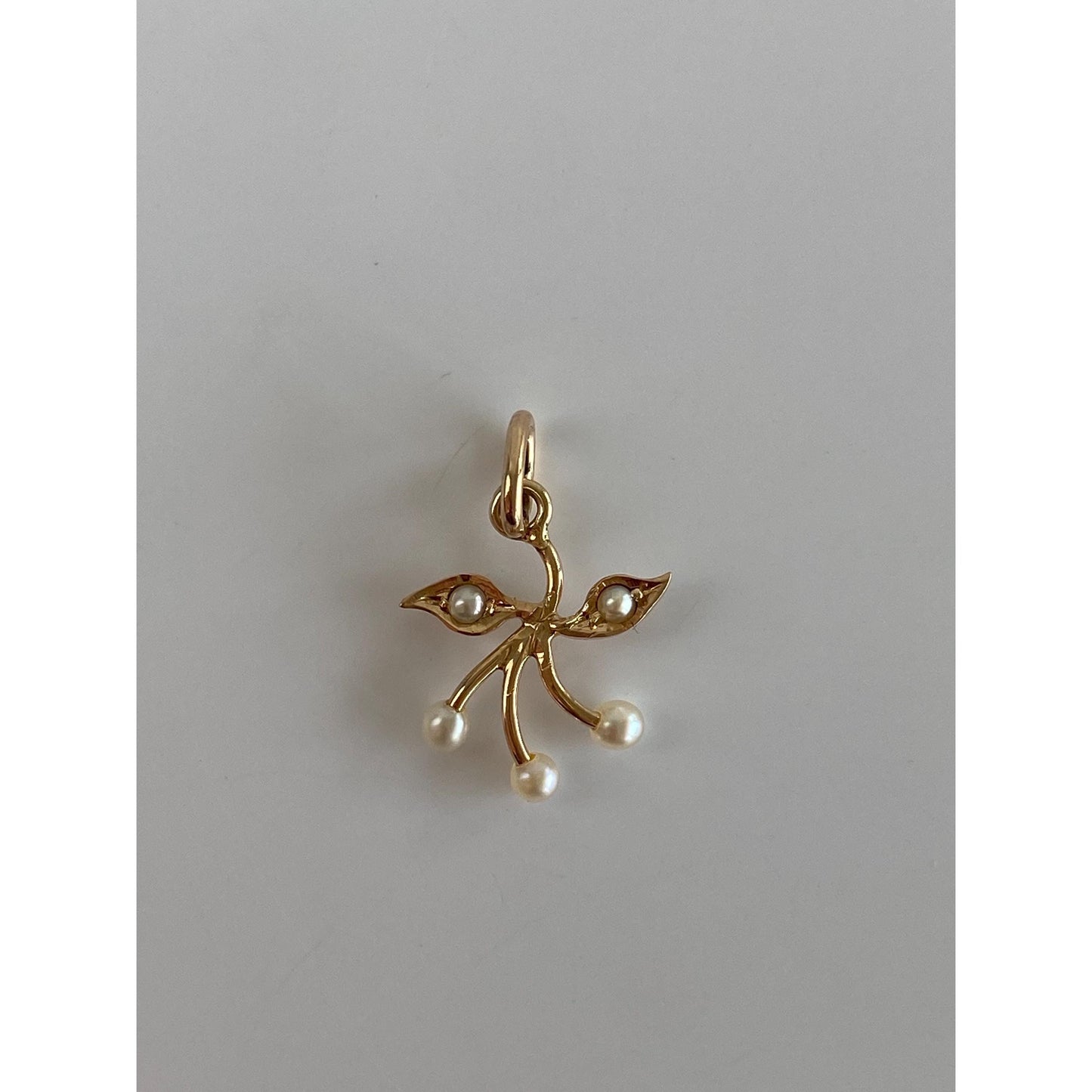 Vintage Solid 14k Yellow Gold Seed Pearl Berries Stick Pin Conversion Charm