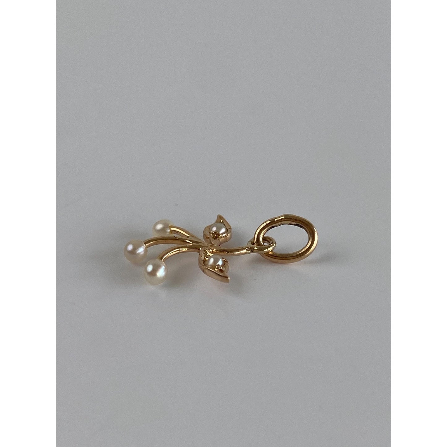 Vintage Solid 14k Yellow Gold Seed Pearl Berries Stick Pin Conversion Charm