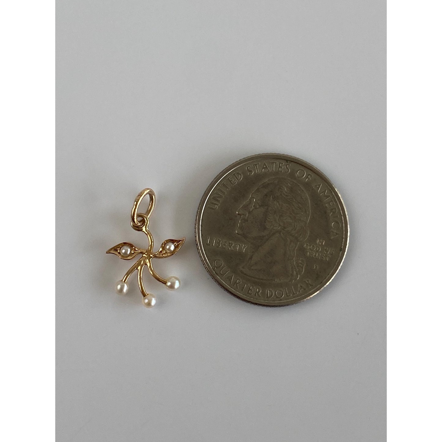 Vintage Solid 14k Yellow Gold Seed Pearl Berries Stick Pin Conversion Charm