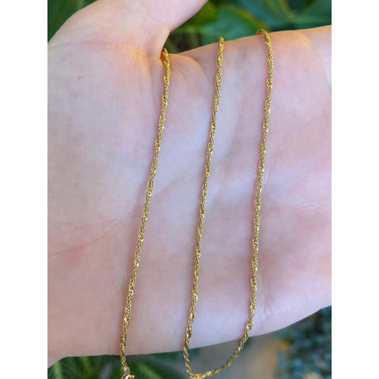 Vintage Solid 14k Yellow Gold Twist Chain Necklace - 19 inches