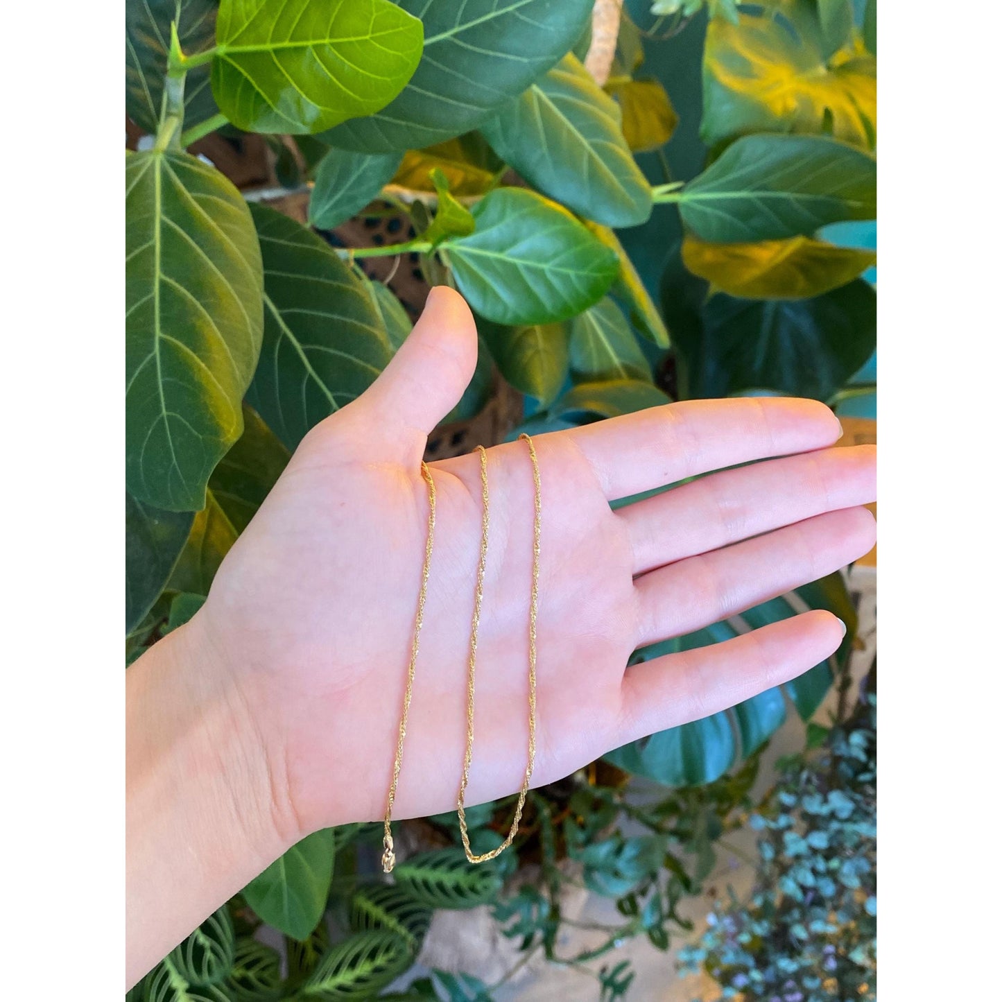 Vintage Solid 14k Yellow Gold Twist Chain Necklace - 19 inches