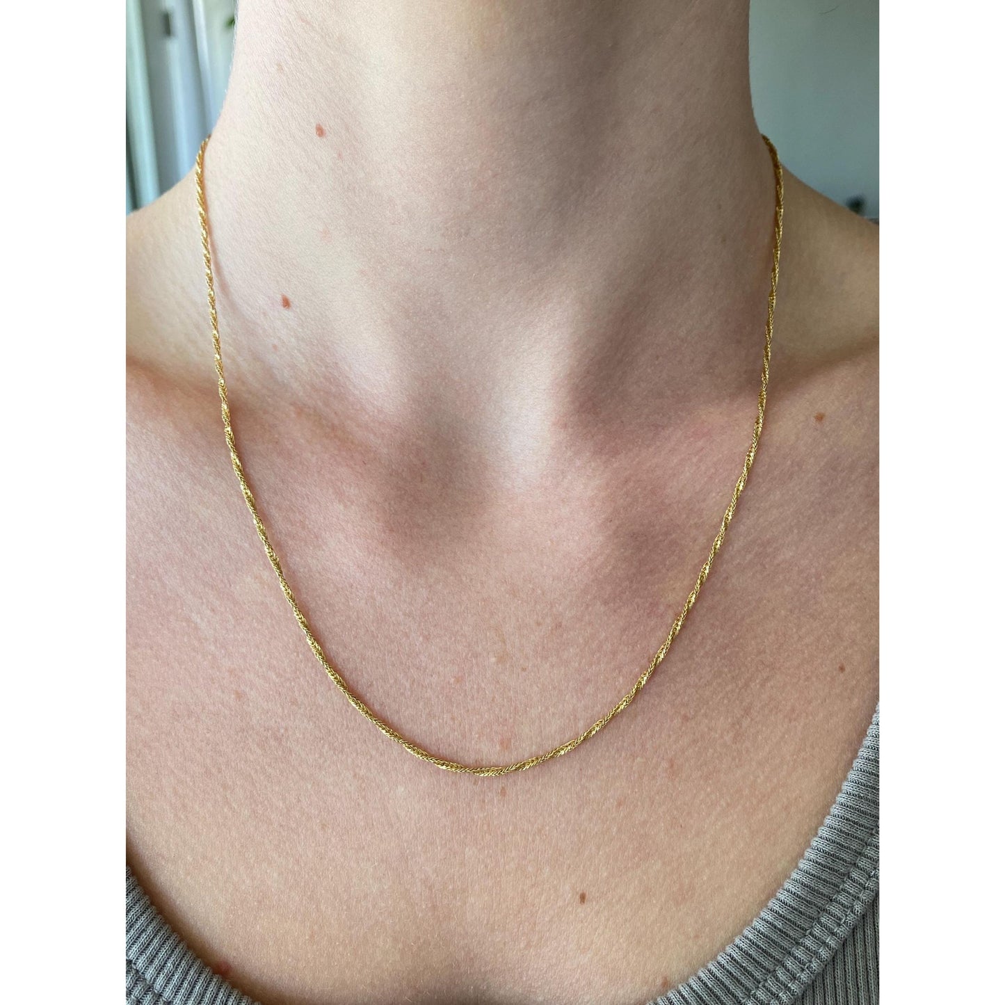 Vintage Solid 14k Yellow Gold Twist Chain Necklace - 19 inches