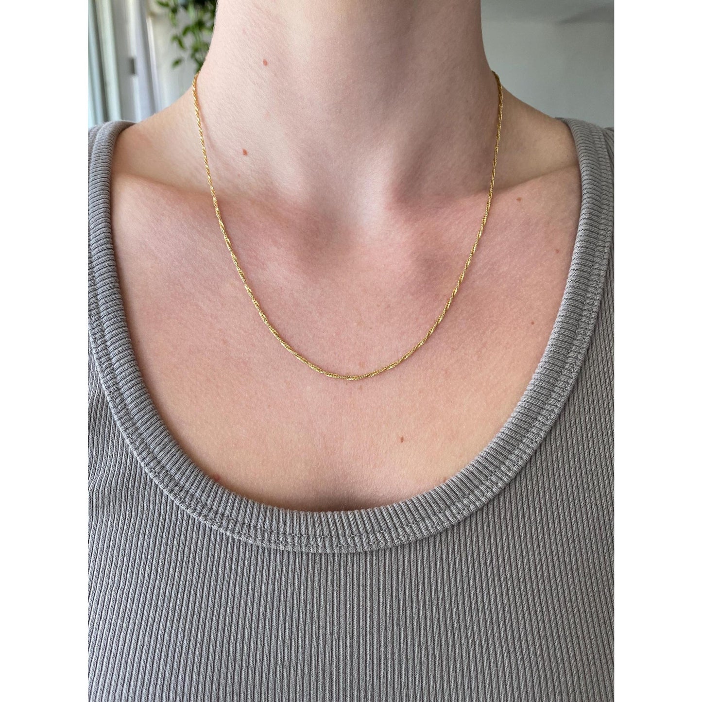 Vintage Solid 14k Yellow Gold Twist Chain Necklace - 19 inches