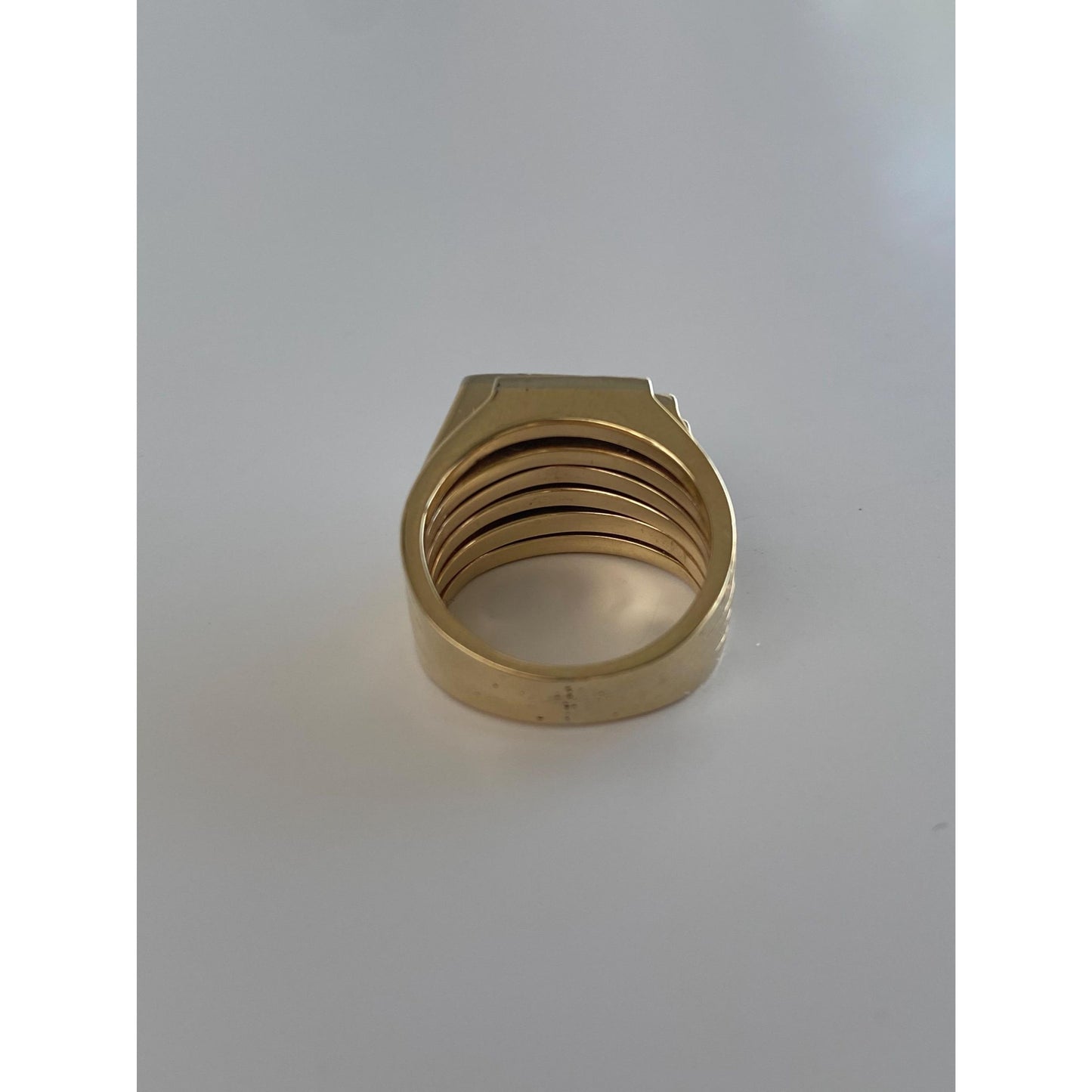 Vintage Solid 14k Yellow Gold Diamond Grid Ring - Size 2.75