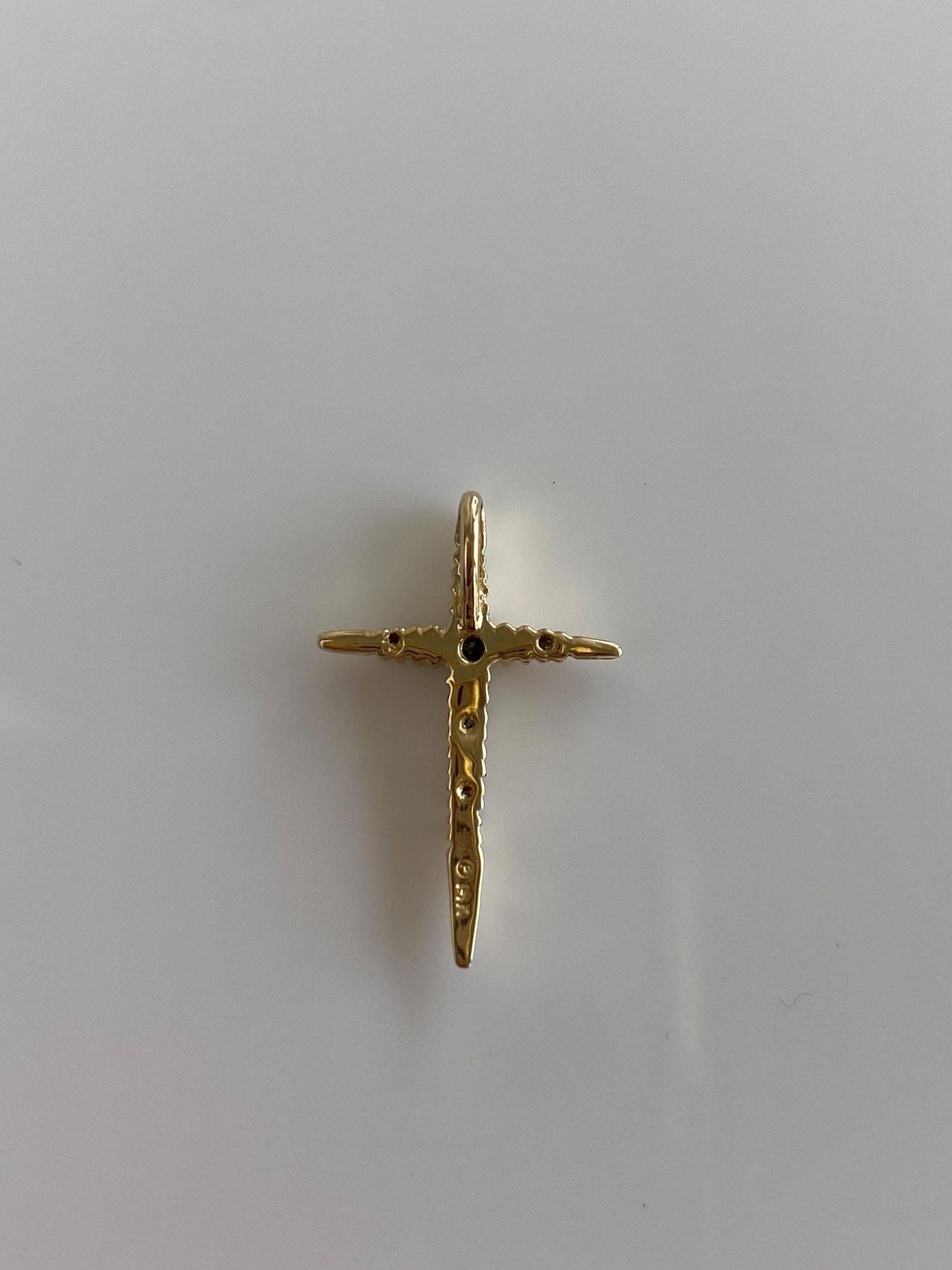 Vintage Solid 14k Yellow Gold Diamond Cross Slide Charm