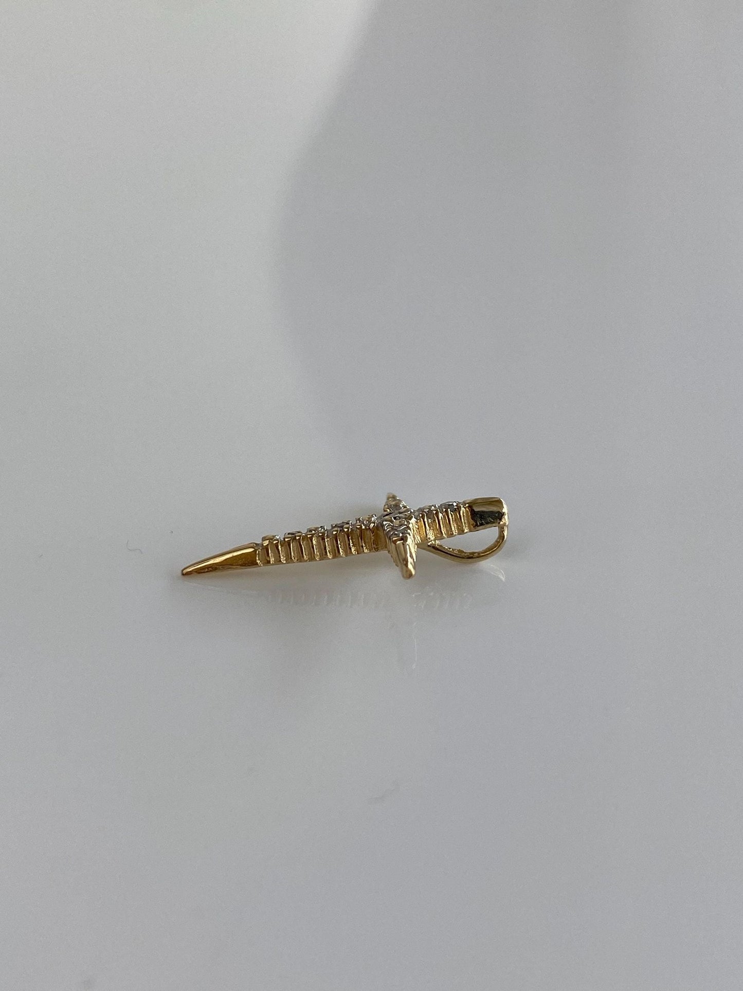 Vintage Solid 14k Yellow Gold Diamond Cross Slide Charm