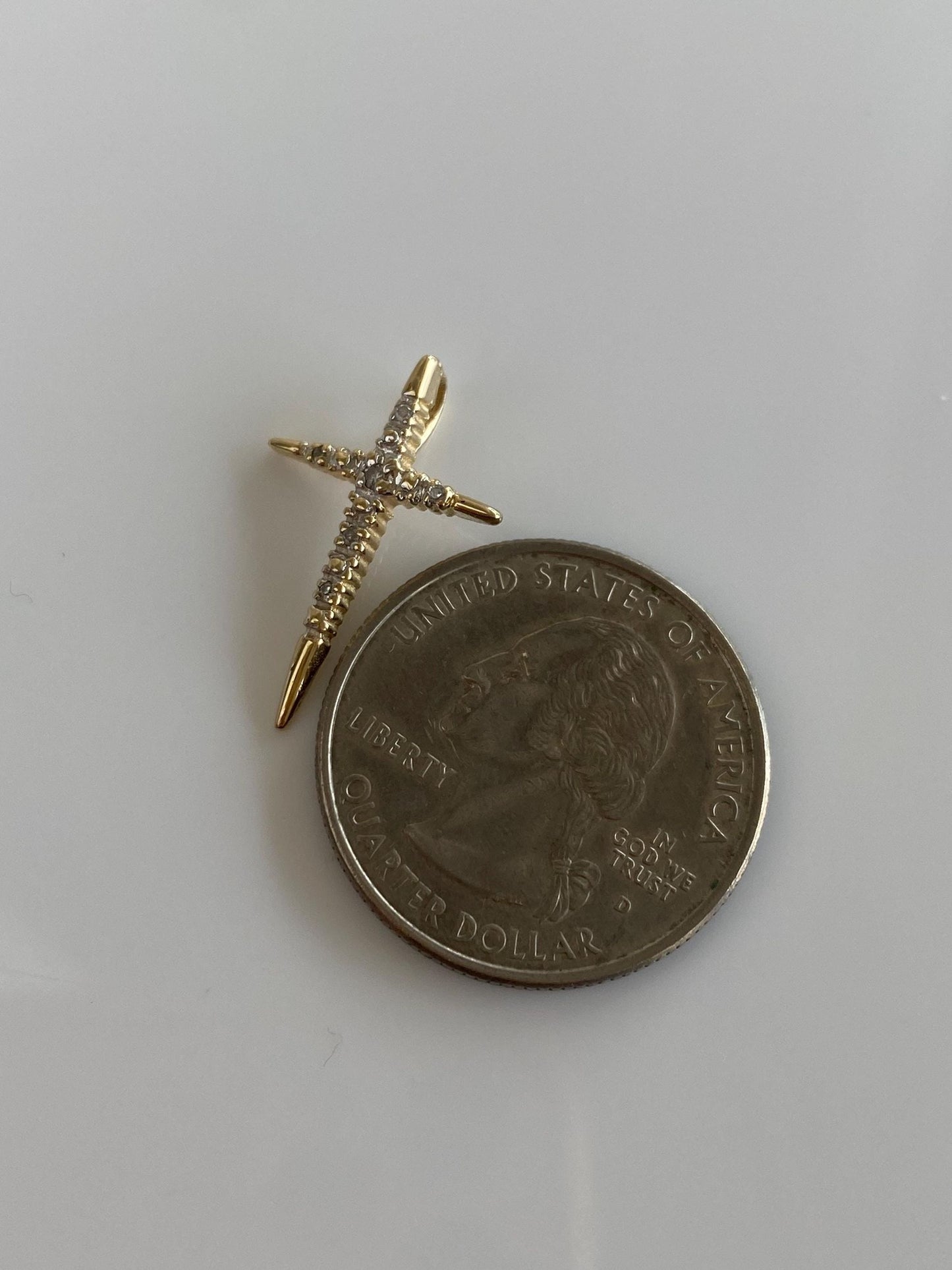 Vintage Solid 14k Yellow Gold Diamond Cross Slide Charm