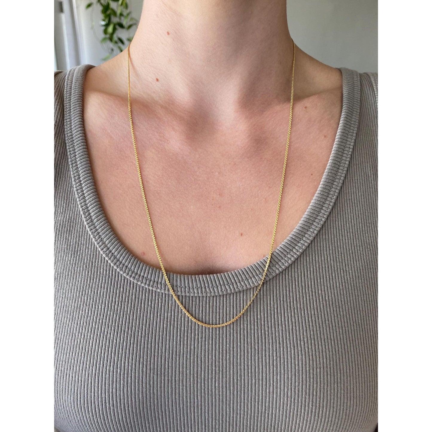 Vintage Solid 18k Yellow Gold Serpentine Chain Necklace - 24.5 inches