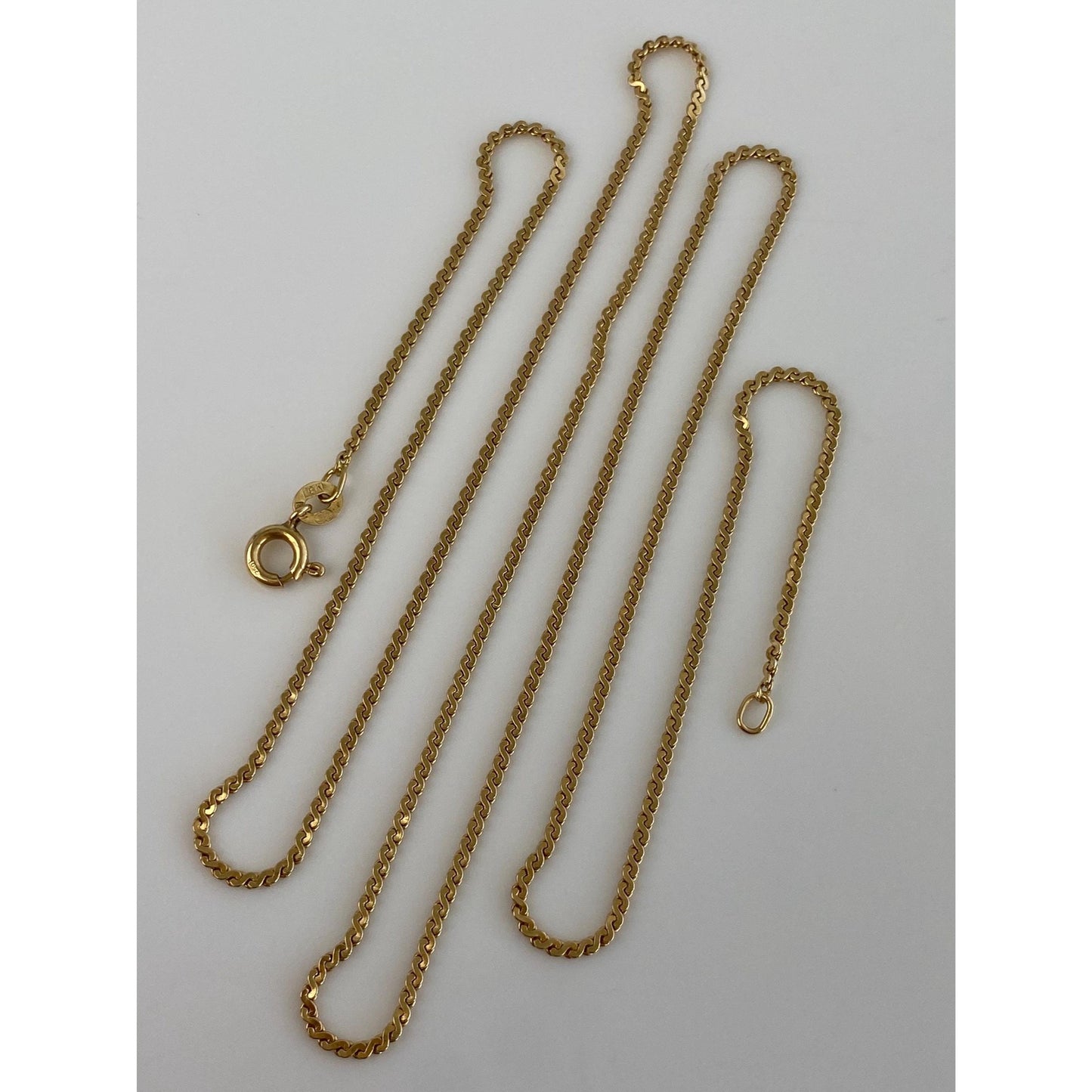 Vintage Solid 18k Yellow Gold Serpentine Chain Necklace - 24.5 inches