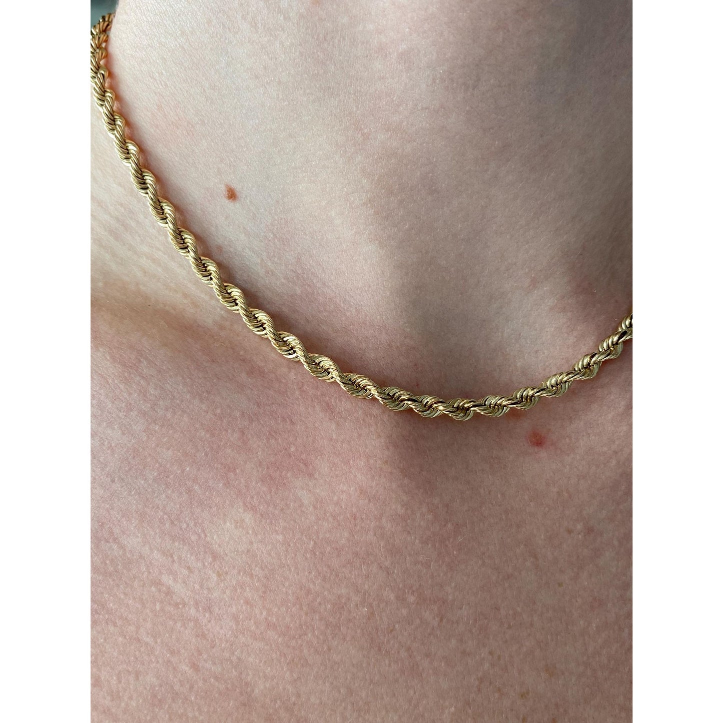 Vintage Solid 14k Yellow Gold Rope Chain Necklace - 15.25 inches