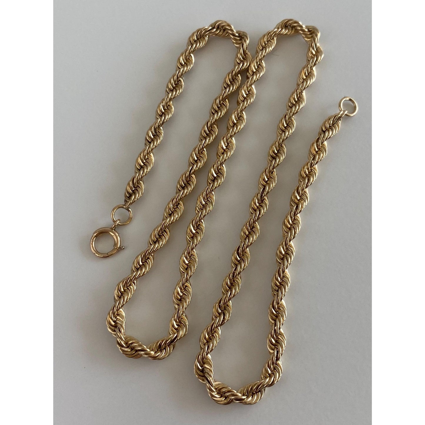 Vintage Solid 14k Yellow Gold Rope Chain Necklace - 15.25 inches