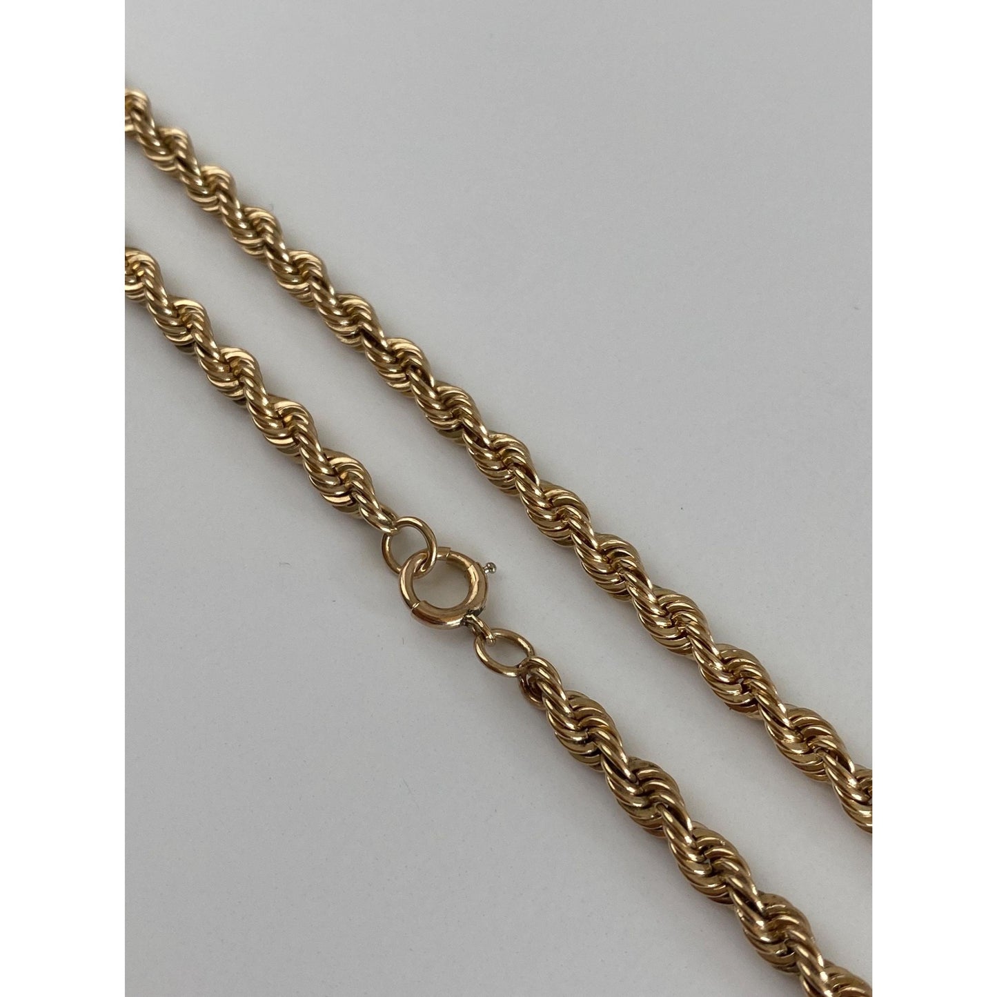 Vintage Solid 14k Yellow Gold Rope Chain Necklace - 15.25 inches