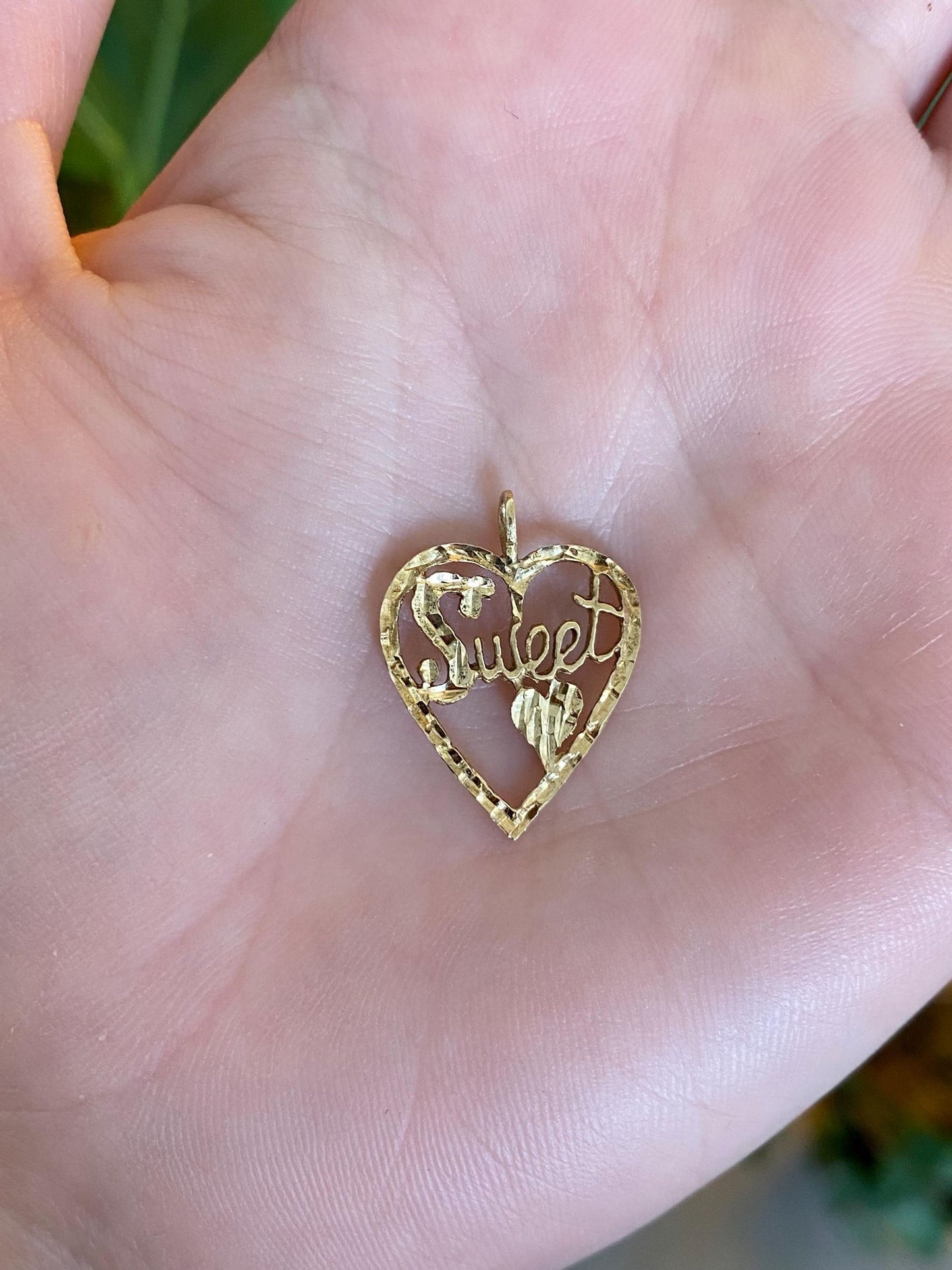 Vintage Solid 14k Yellow Gold 'Sweet' Heart Charm
