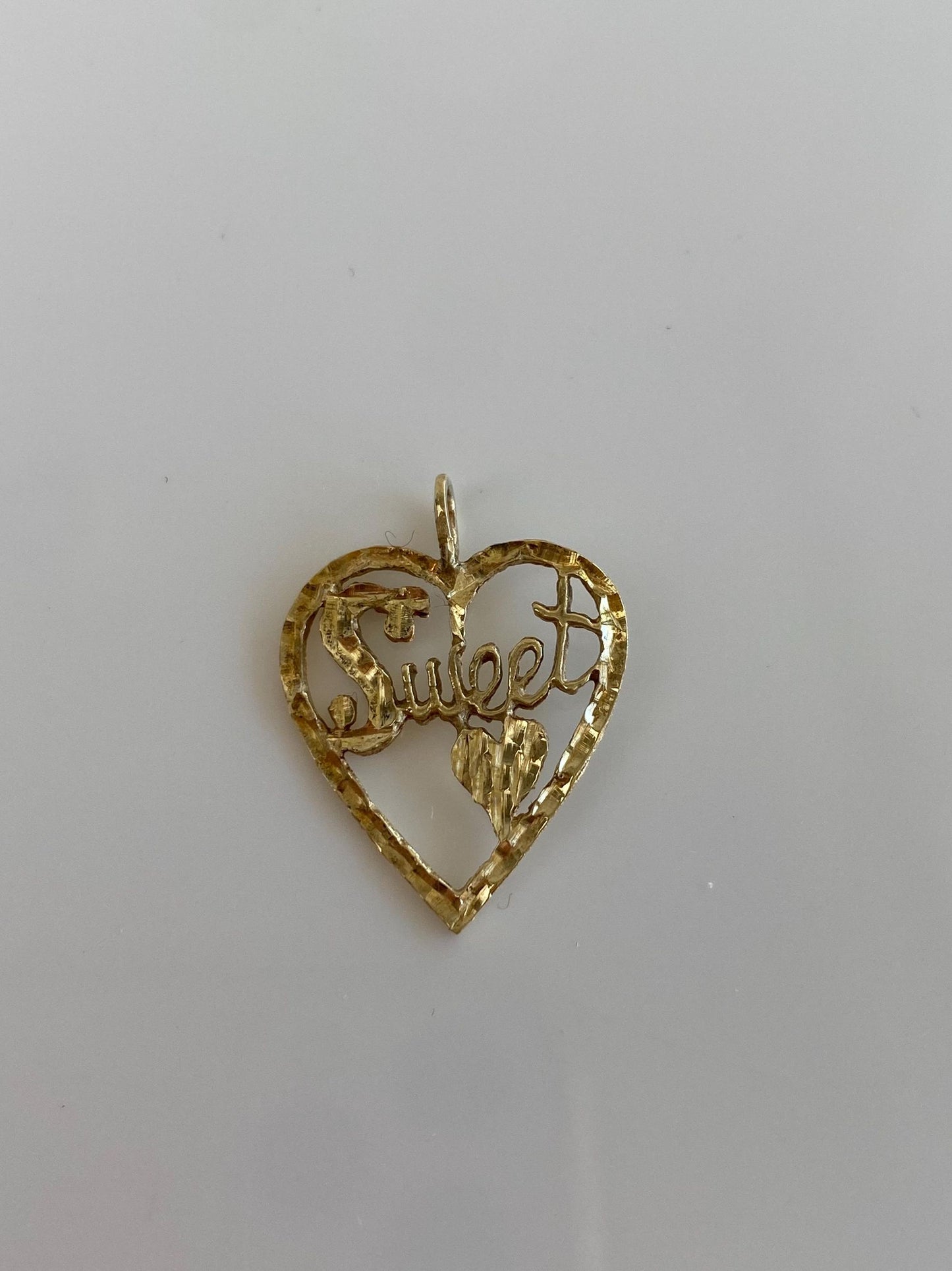 Vintage Solid 14k Yellow Gold 'Sweet' Heart Charm
