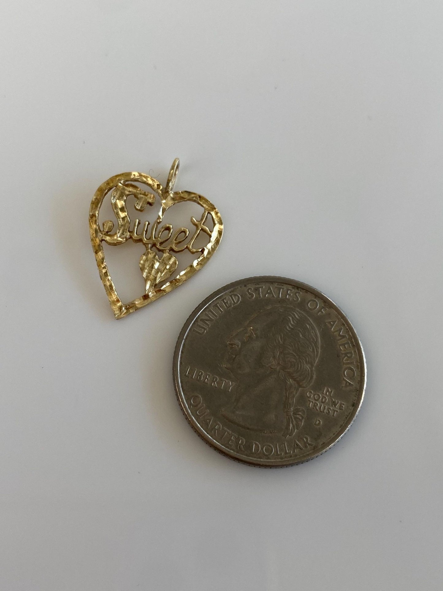 Vintage Solid 14k Yellow Gold 'Sweet' Heart Charm