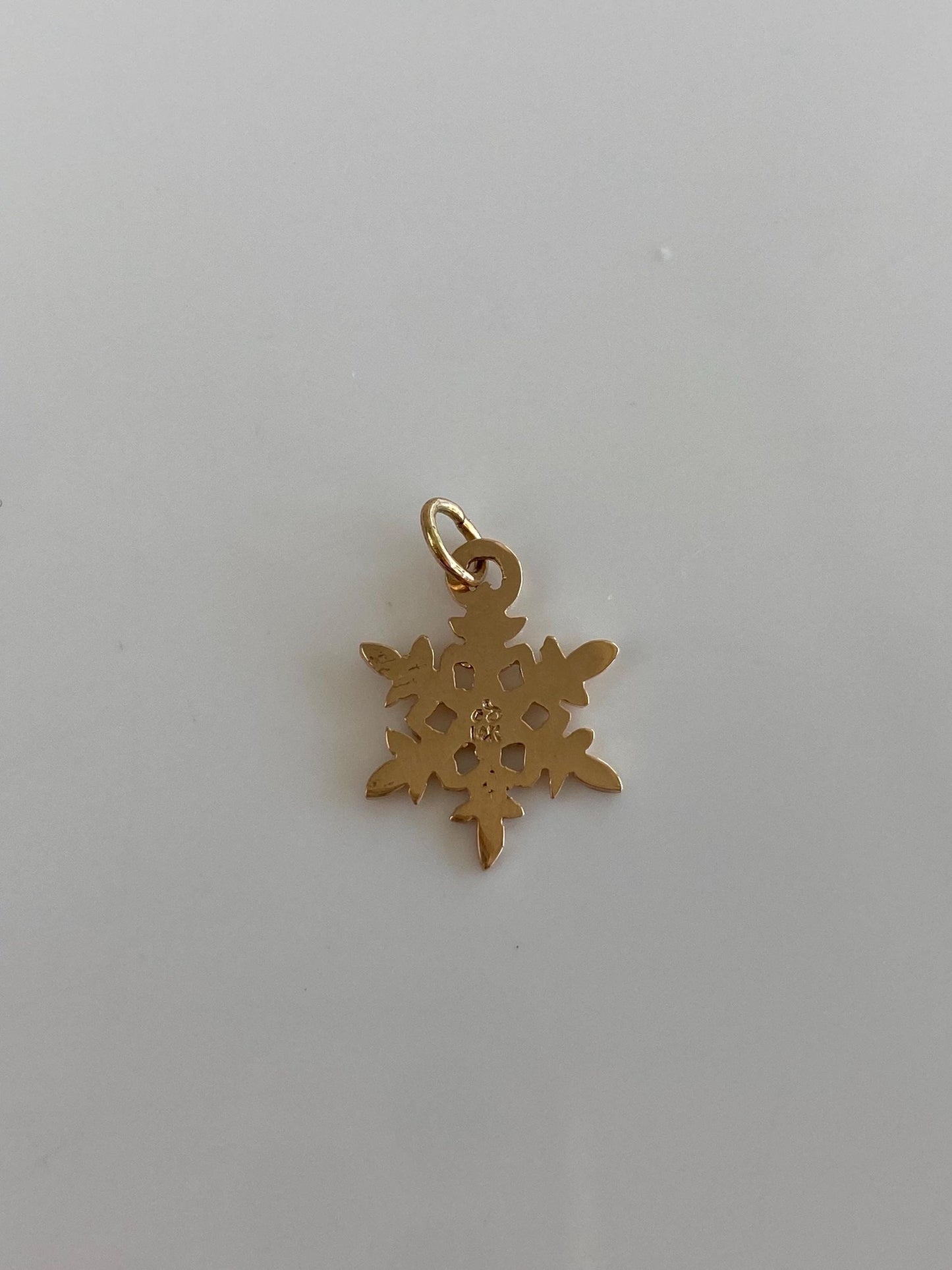 Vintage Solid 14k Yellow Gold Snowflake Charm