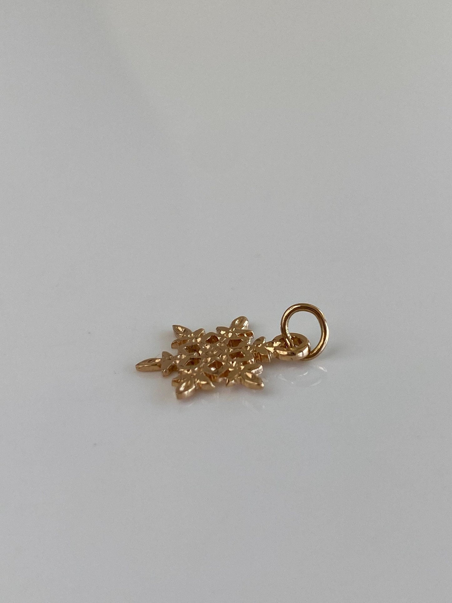 Vintage Solid 14k Yellow Gold Snowflake Charm