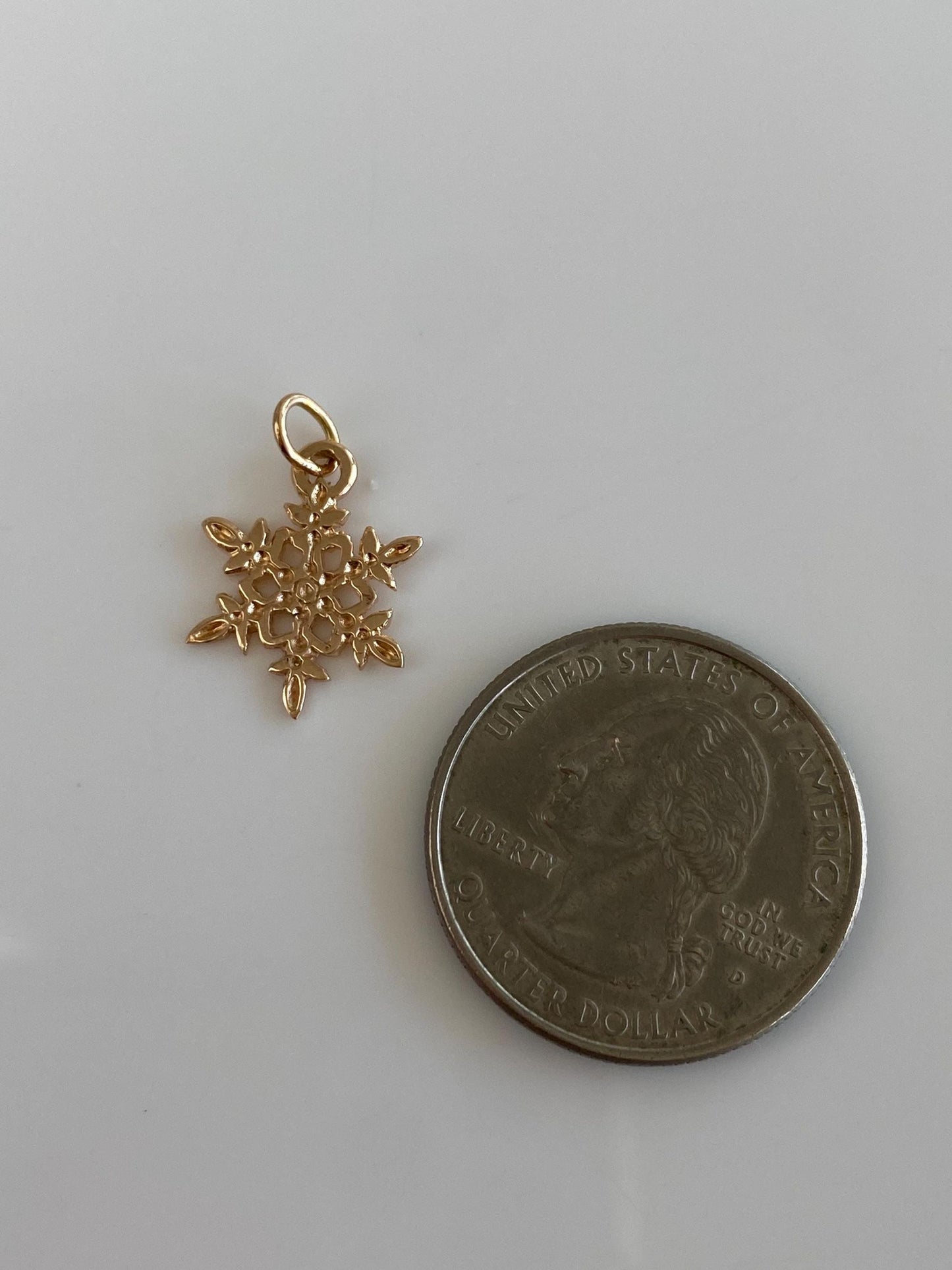 Vintage Solid 14k Yellow Gold Snowflake Charm