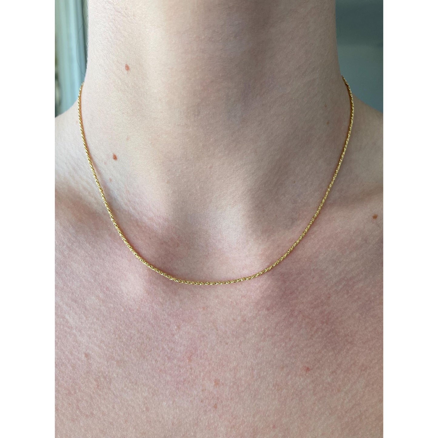 Vintage Solid 14k Yellow Gold Twist Chain Necklace - 16 inches