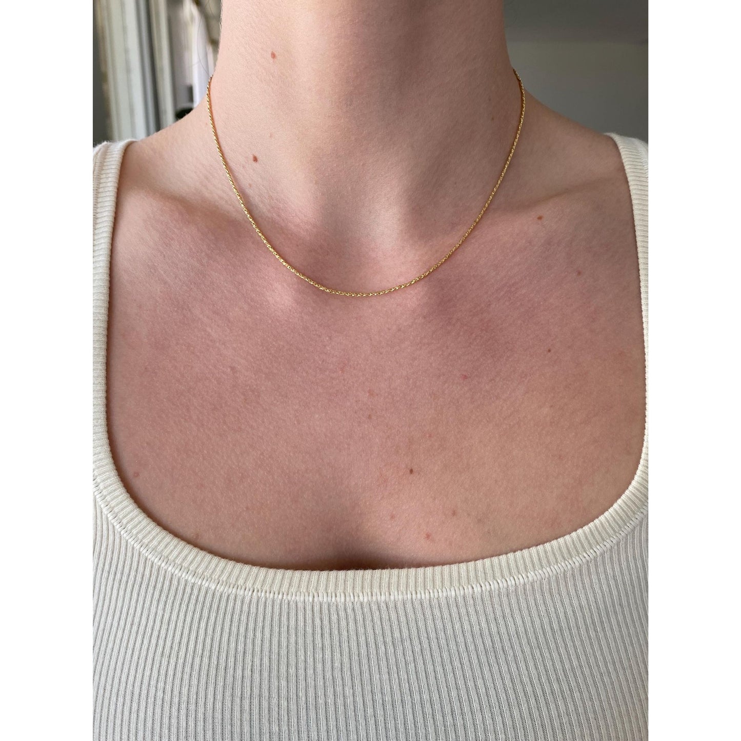 Vintage Solid 14k Yellow Gold Twist Chain Necklace - 16 inches