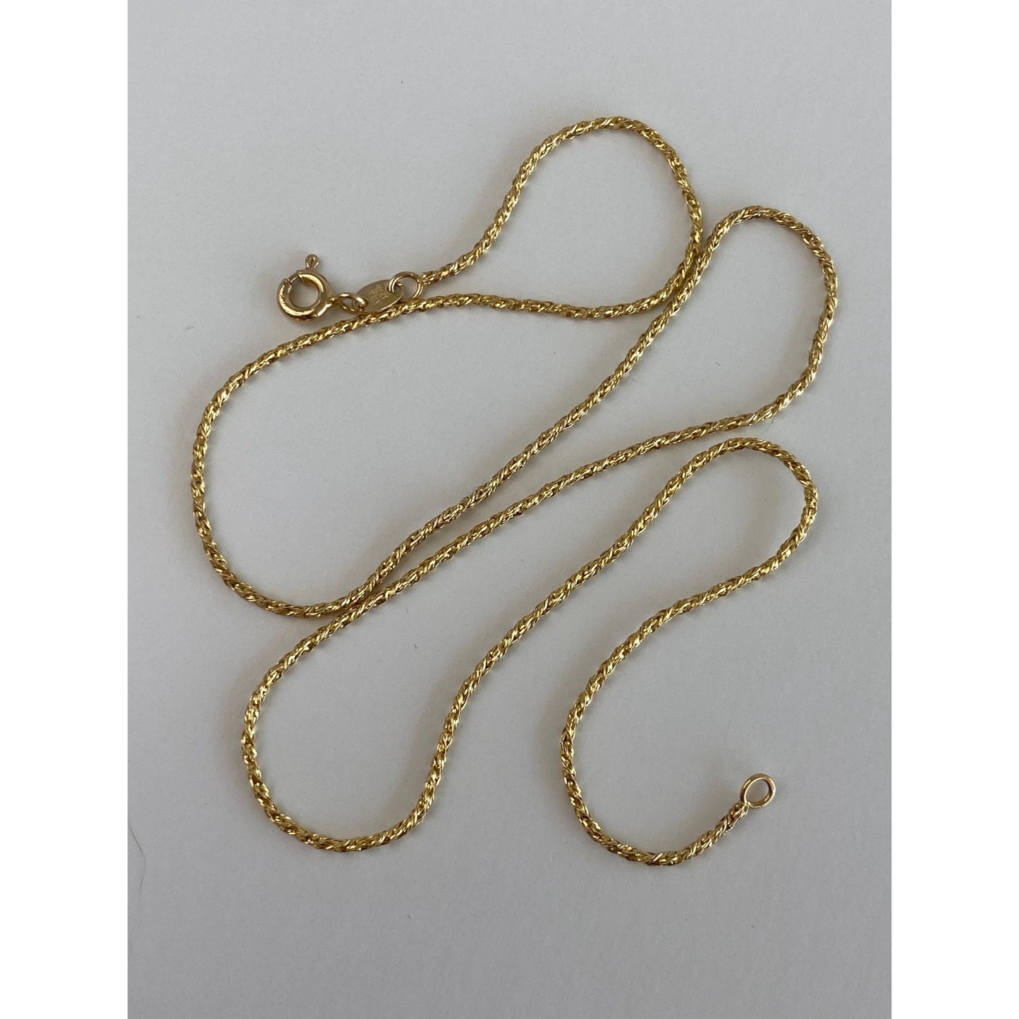 Vintage Solid 14k Yellow Gold Twist Chain Necklace - 16 inches
