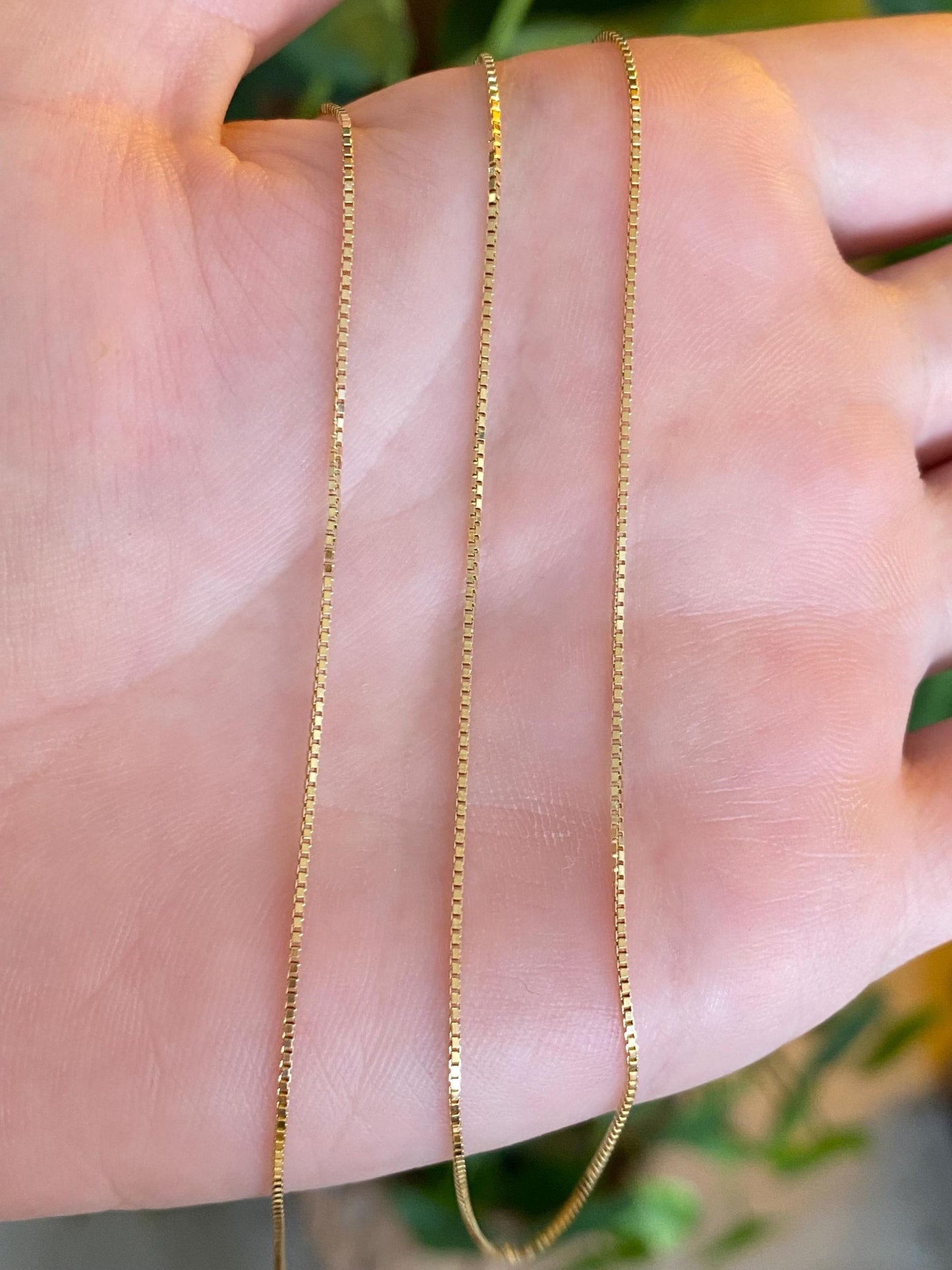Vintage Solid 14k Yellow Gold Long Box Chain Necklace - 24.25 inches