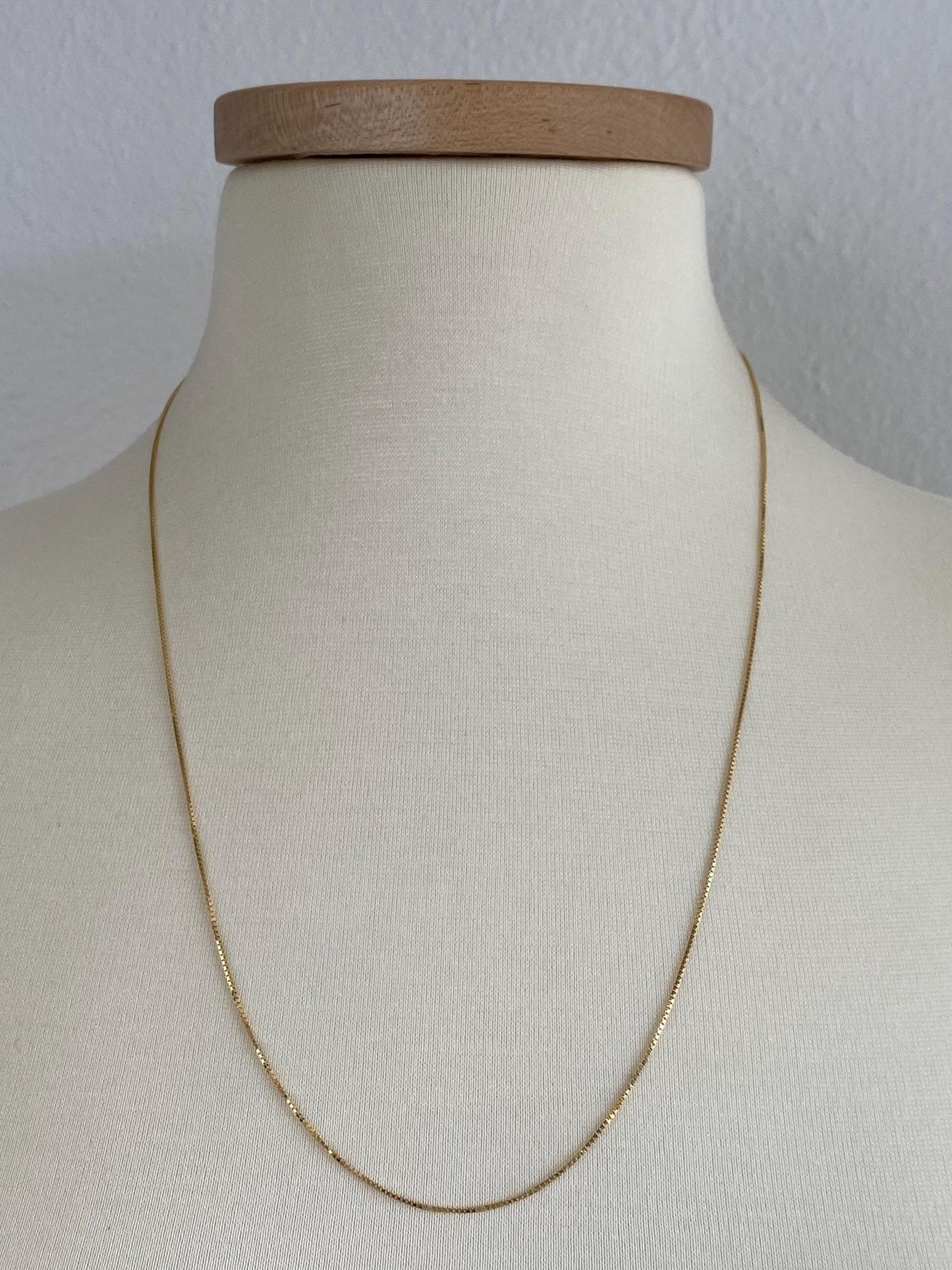 Vintage Solid 14k Yellow Gold Long Box Chain Necklace - 24.25 inches