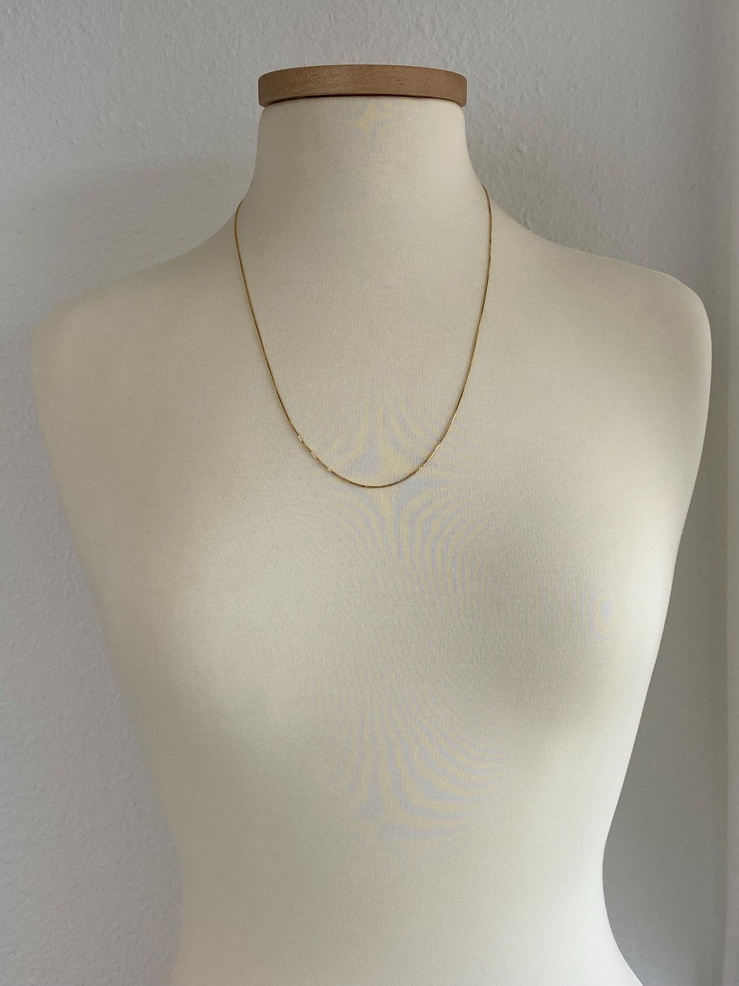 Vintage Solid 14k Yellow Gold Long Box Chain Necklace - 24.25 inches