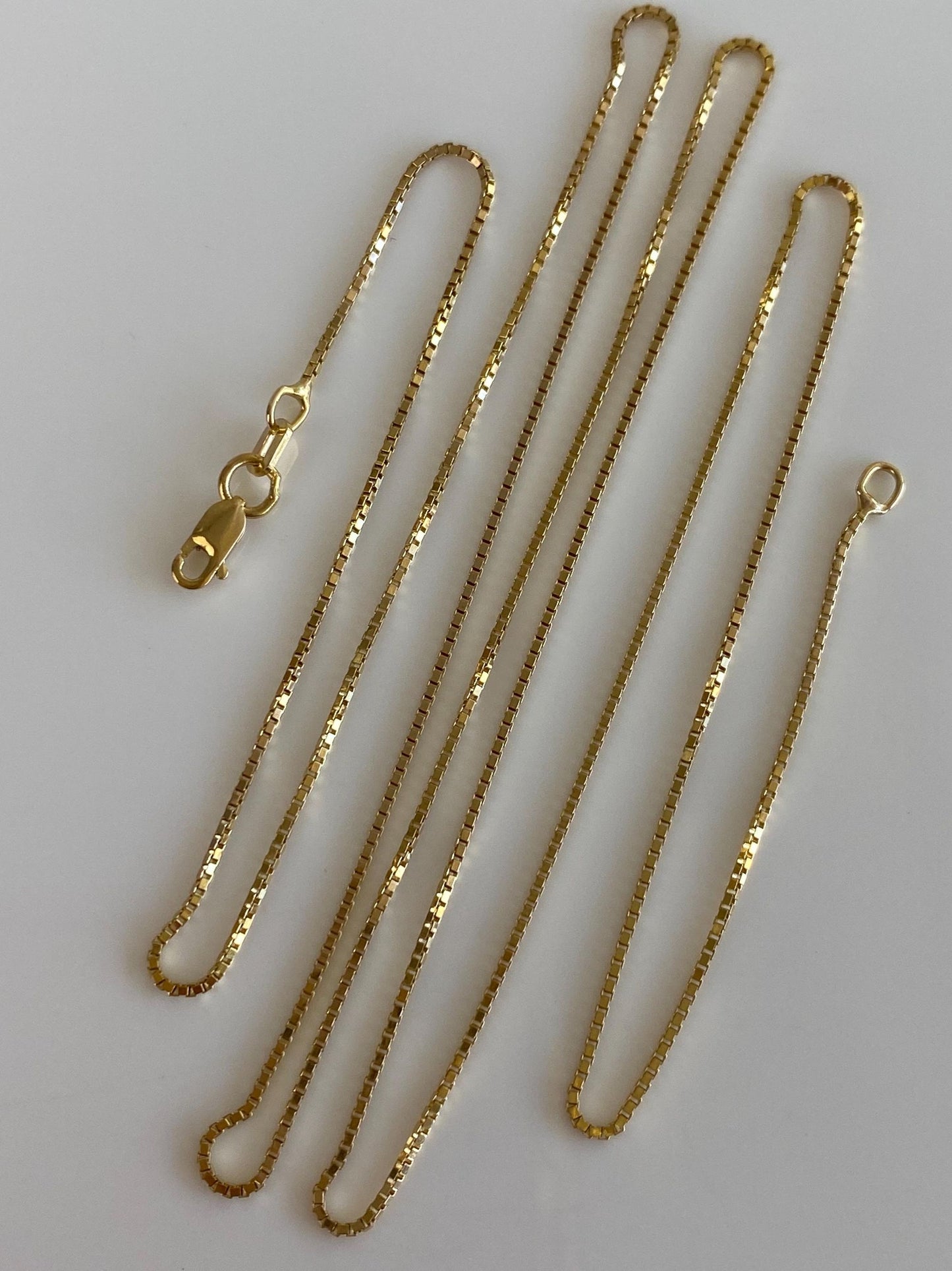 Vintage Solid 14k Yellow Gold Long Box Chain Necklace - 24.25 inches
