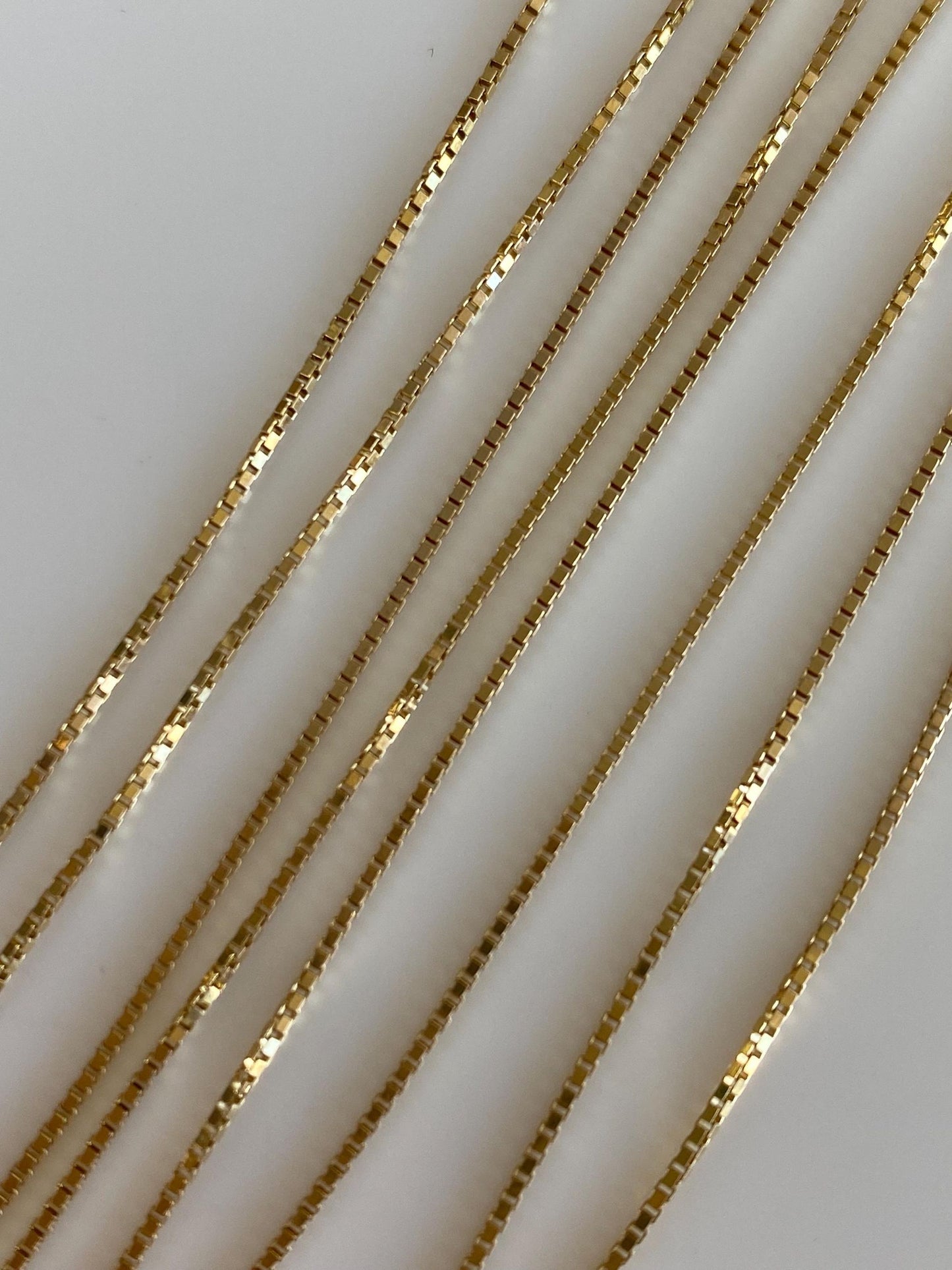 Vintage Solid 14k Yellow Gold Long Box Chain Necklace - 24.25 inches