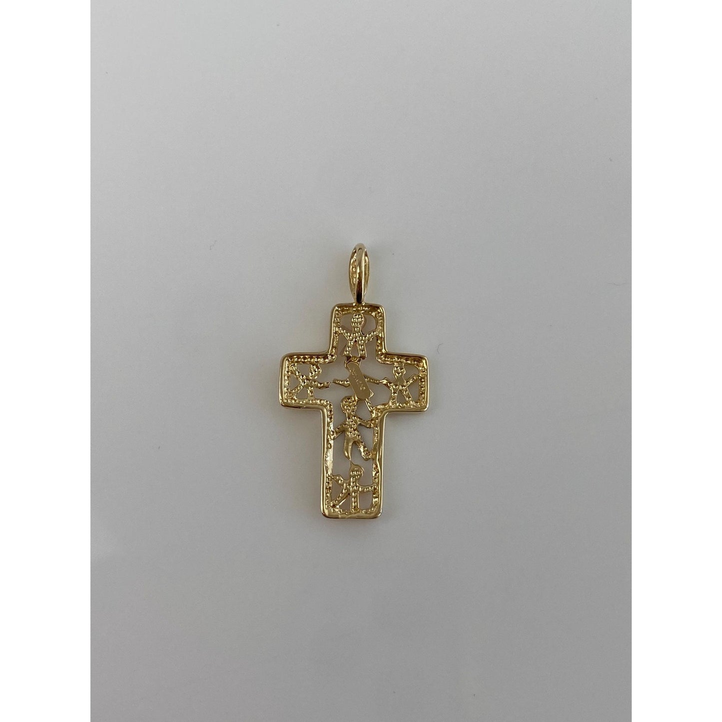 Vintage Solid 14k Tri Tone Gold Cross Child Charm