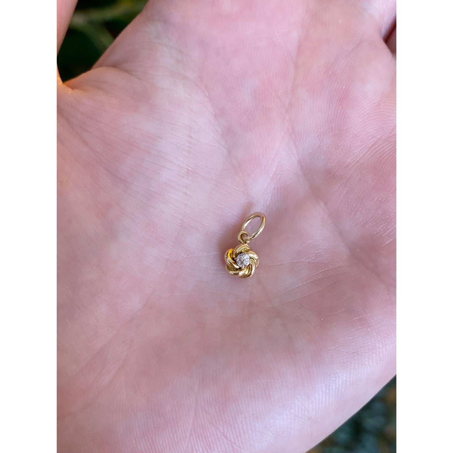 Vintage Solid 14k Yellow Gold Diamond Tiny Knot Charm