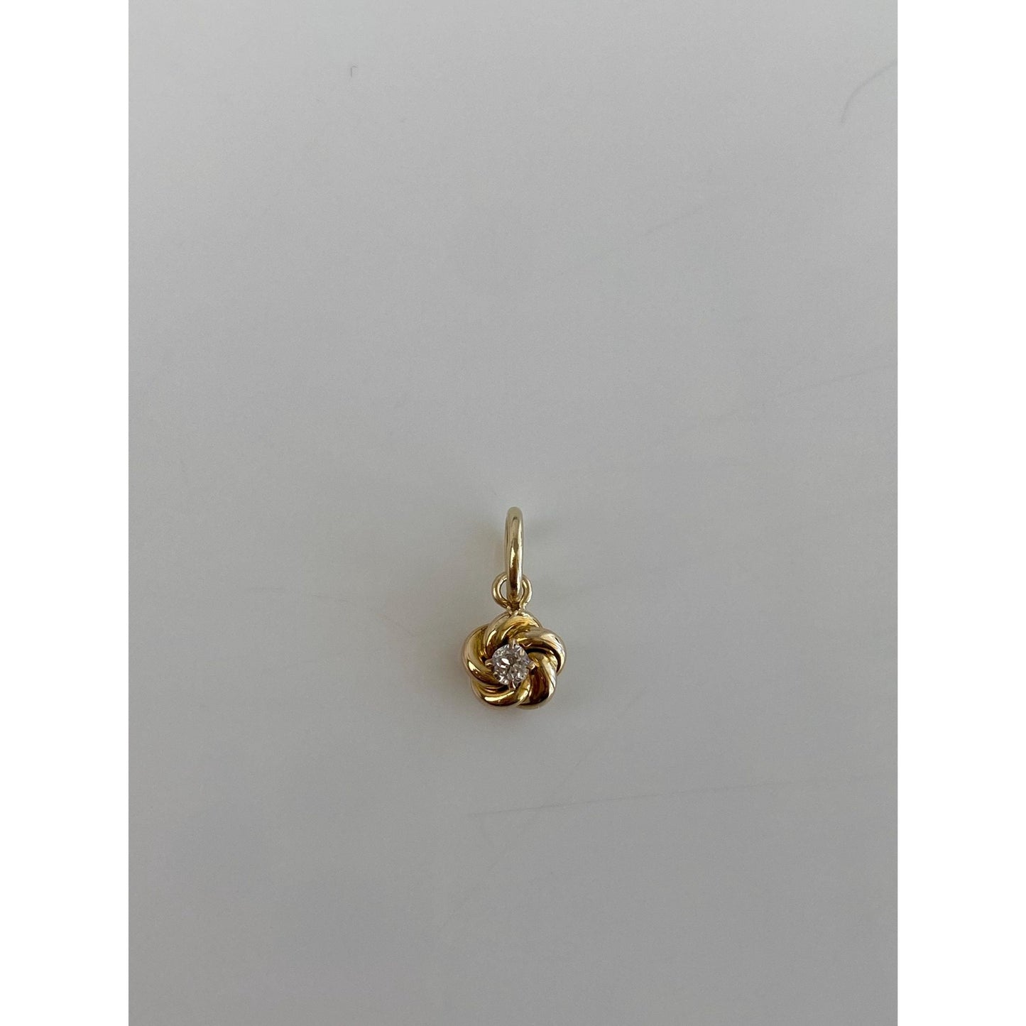 Vintage Solid 14k Yellow Gold Diamond Tiny Knot Charm