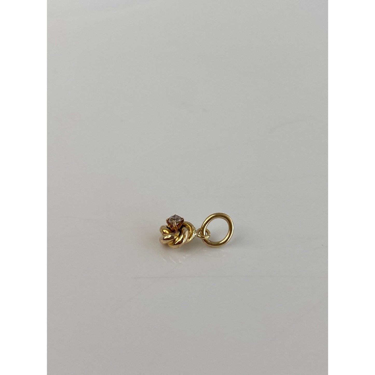 Vintage Solid 14k Yellow Gold Diamond Tiny Knot Charm