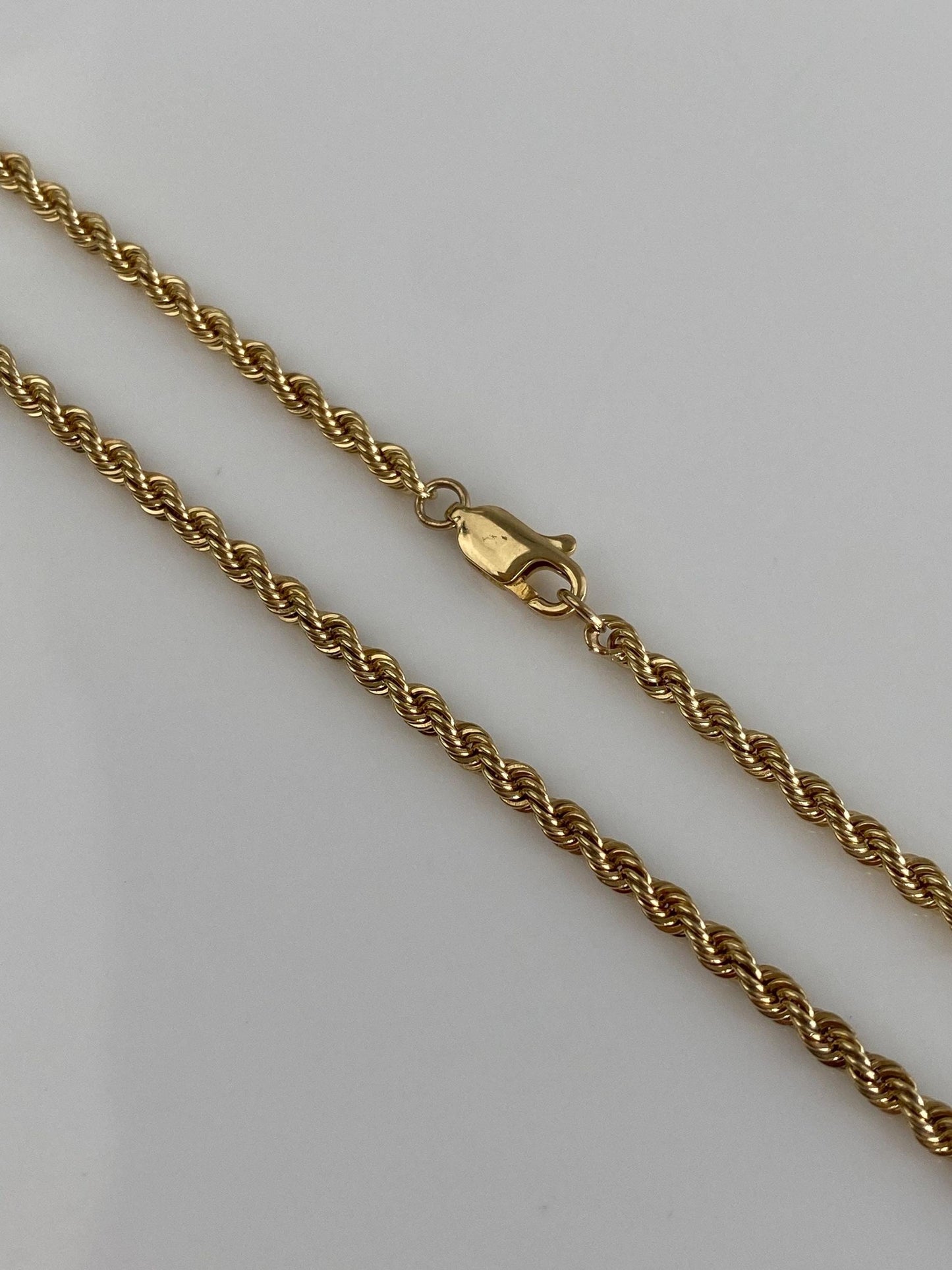 Vintage Solid 14k Yellow Gold Long Rope Chain Necklace - 24 inches