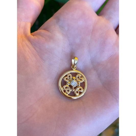 Solid 14k Yellow Gold Diamond Charm