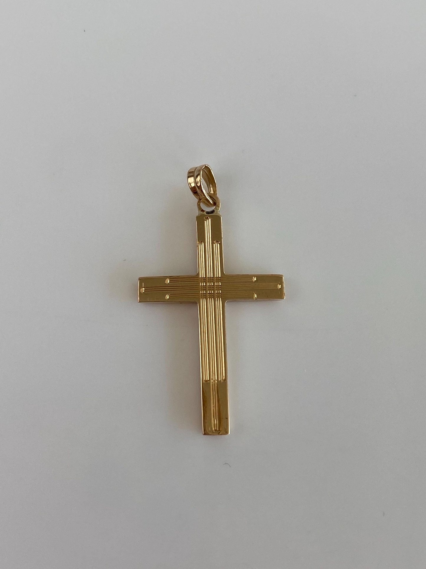 Vintage 14k Yellow Gold Lined Cross Charm