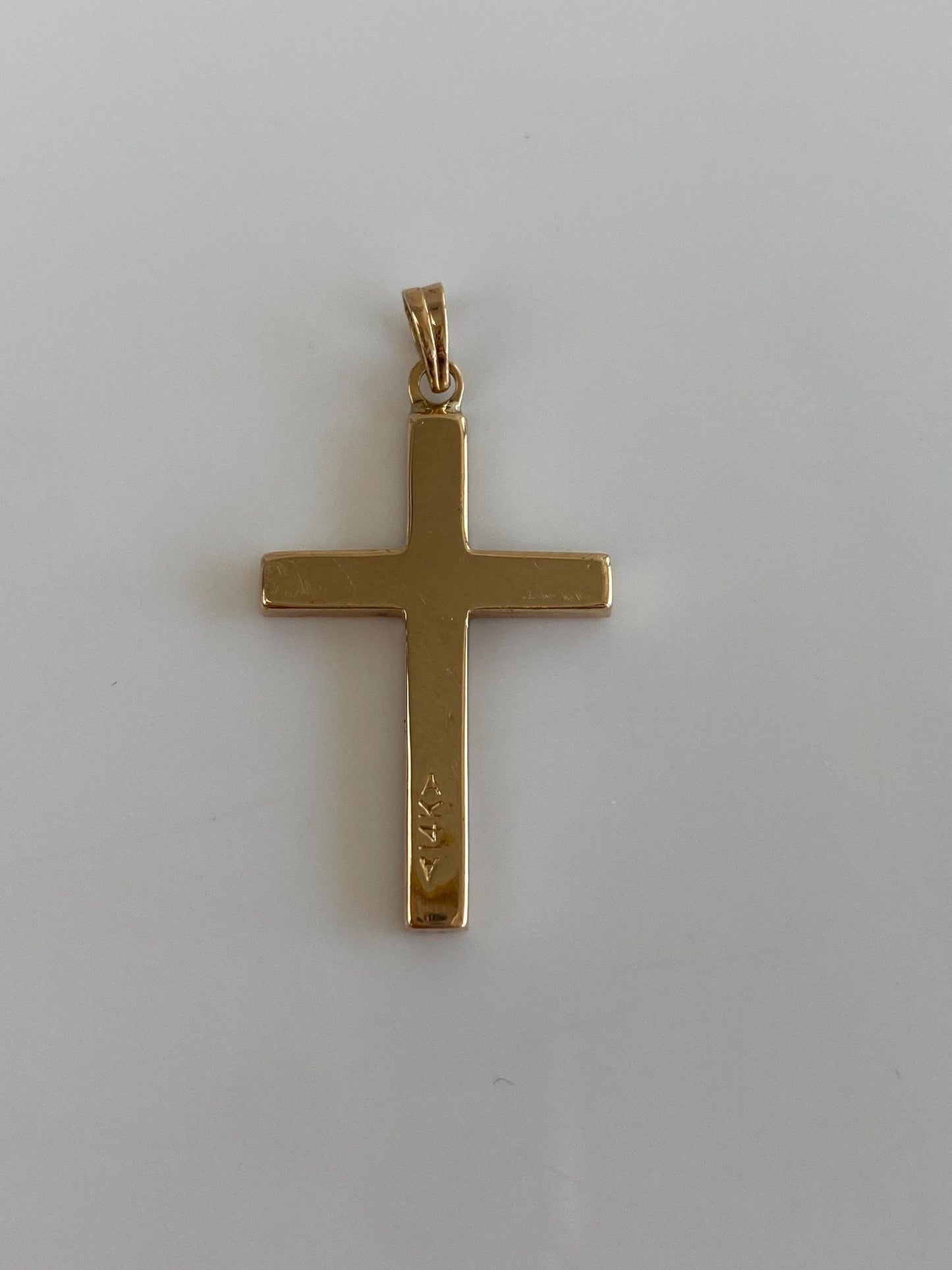 Vintage 14k Yellow Gold Lined Cross Charm