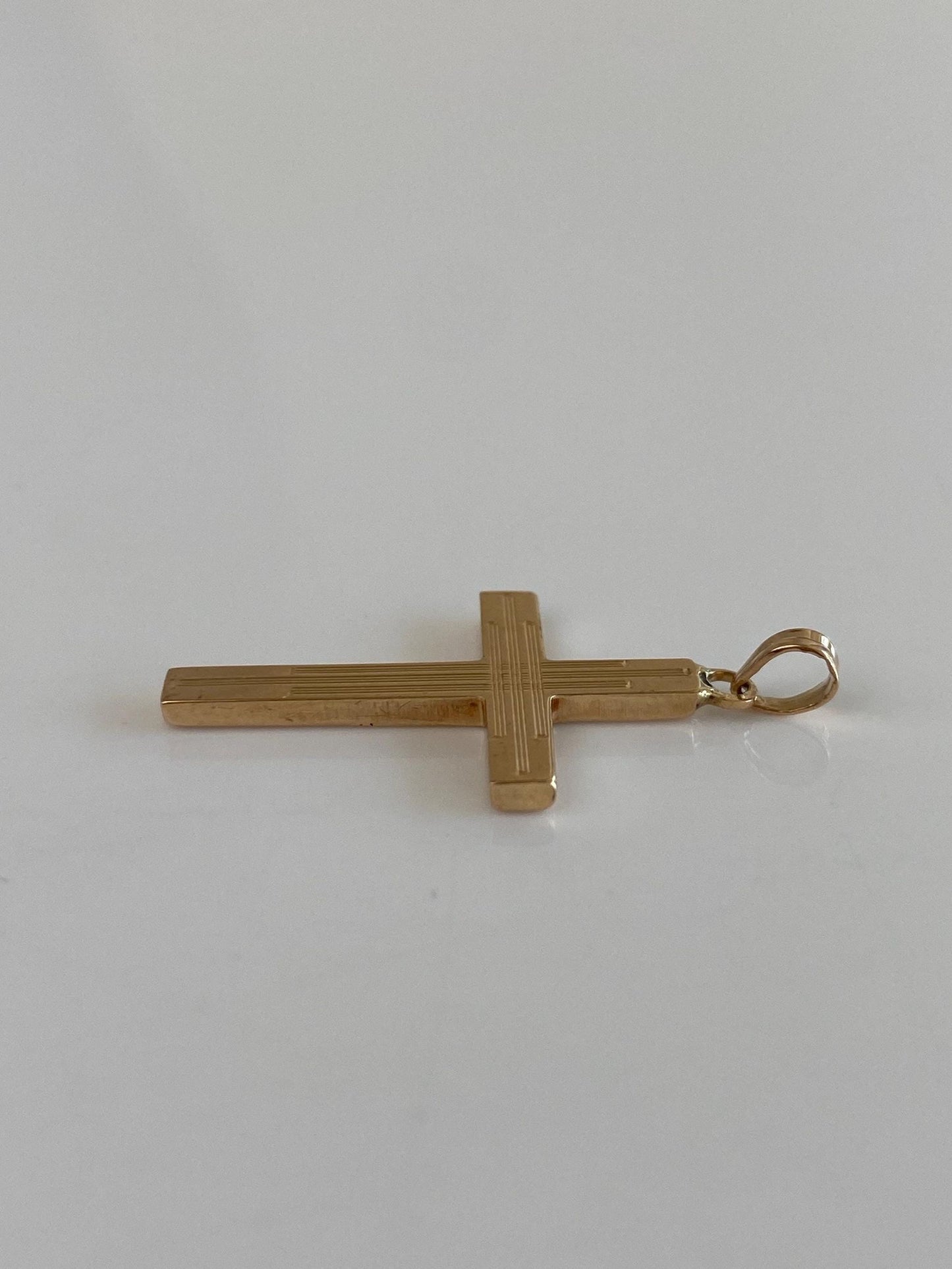 Vintage 14k Yellow Gold Lined Cross Charm