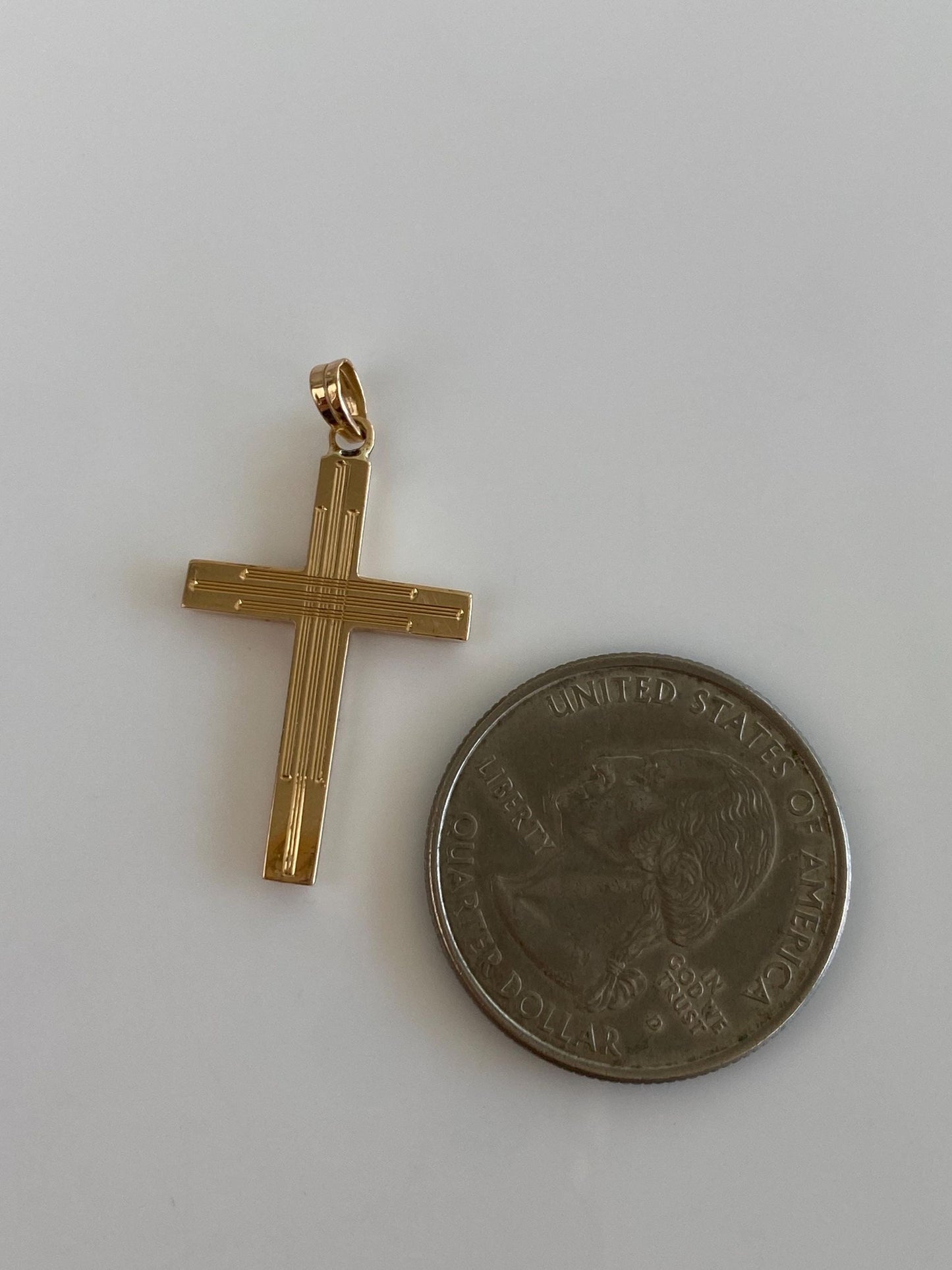 Vintage 14k Yellow Gold Lined Cross Charm