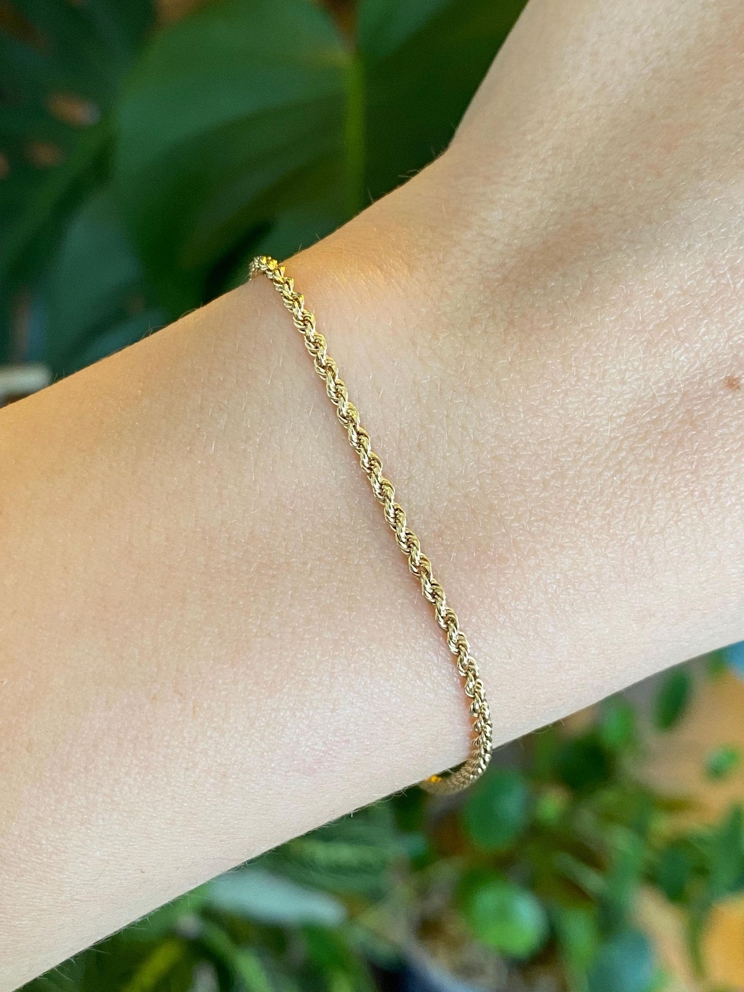 Vintage Solid 14k Yellow Gold Rope Chain Bracelet - 7 inches