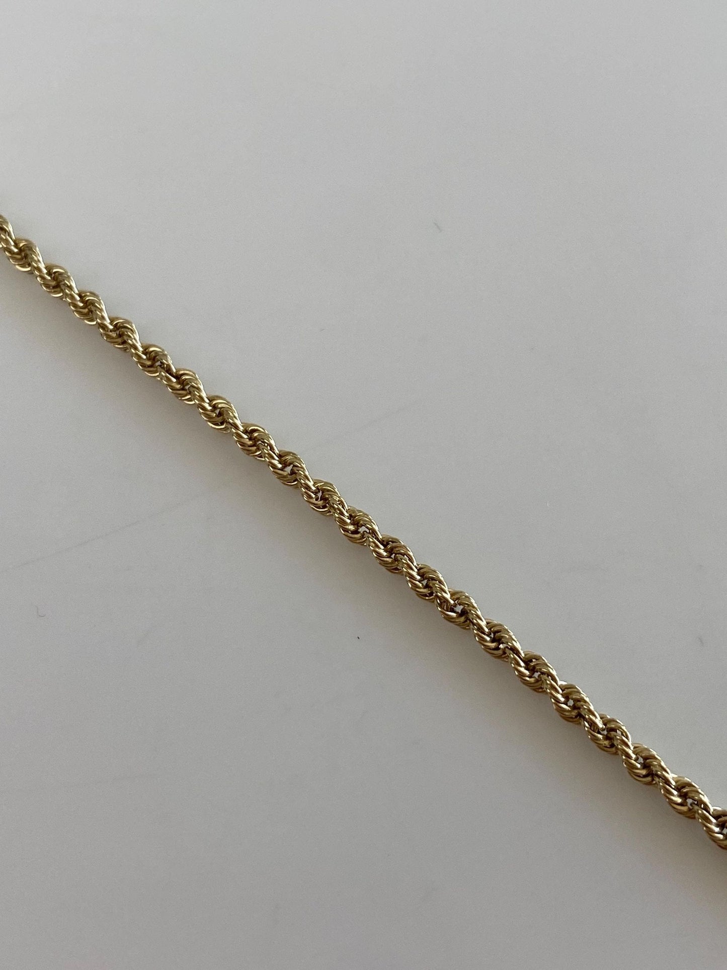 Vintage Solid 14k Yellow Gold Rope Chain Bracelet - 7 inches