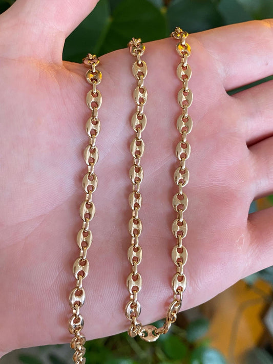 Solid 14k Yellow Gold Mariner Link Chain Necklace - 18 inches