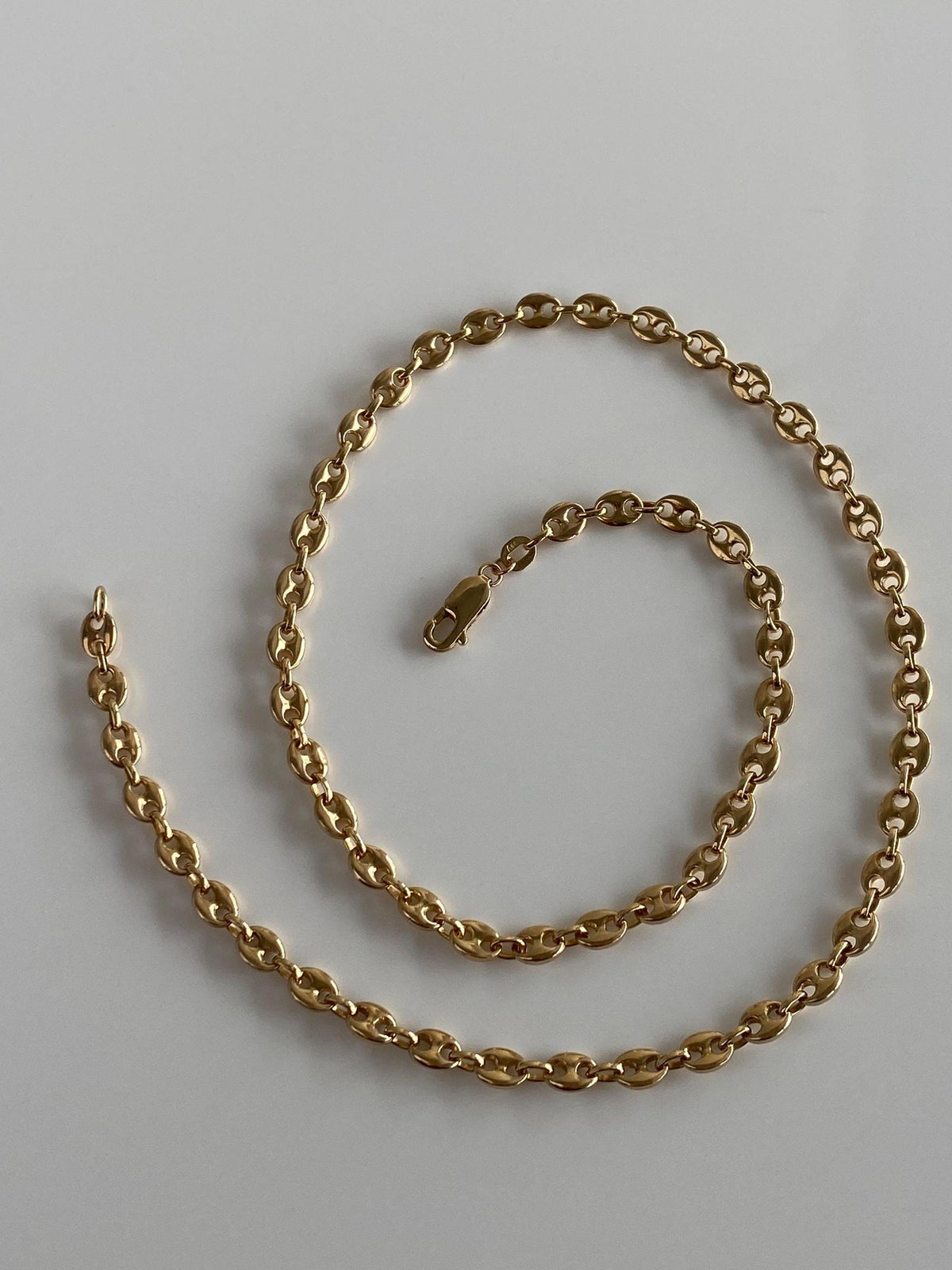 Solid 14k Yellow Gold Mariner Link Chain Necklace - 18 inches