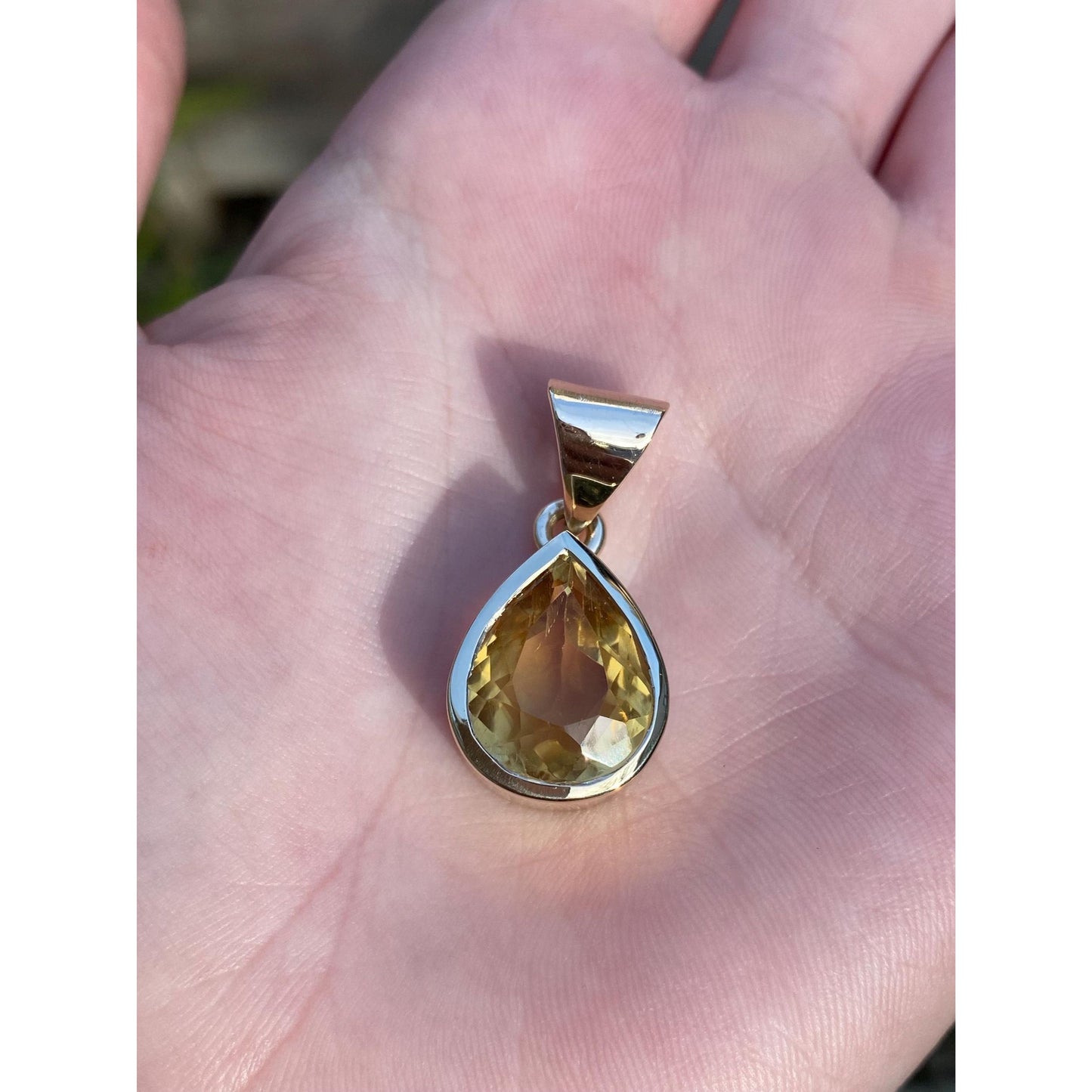 Solid 14k Yellow Gold Citrine Charm