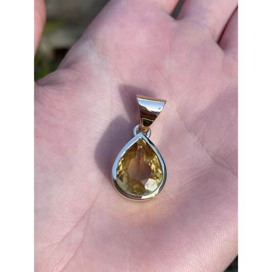 Solid 14k Yellow Gold Citrine Charm