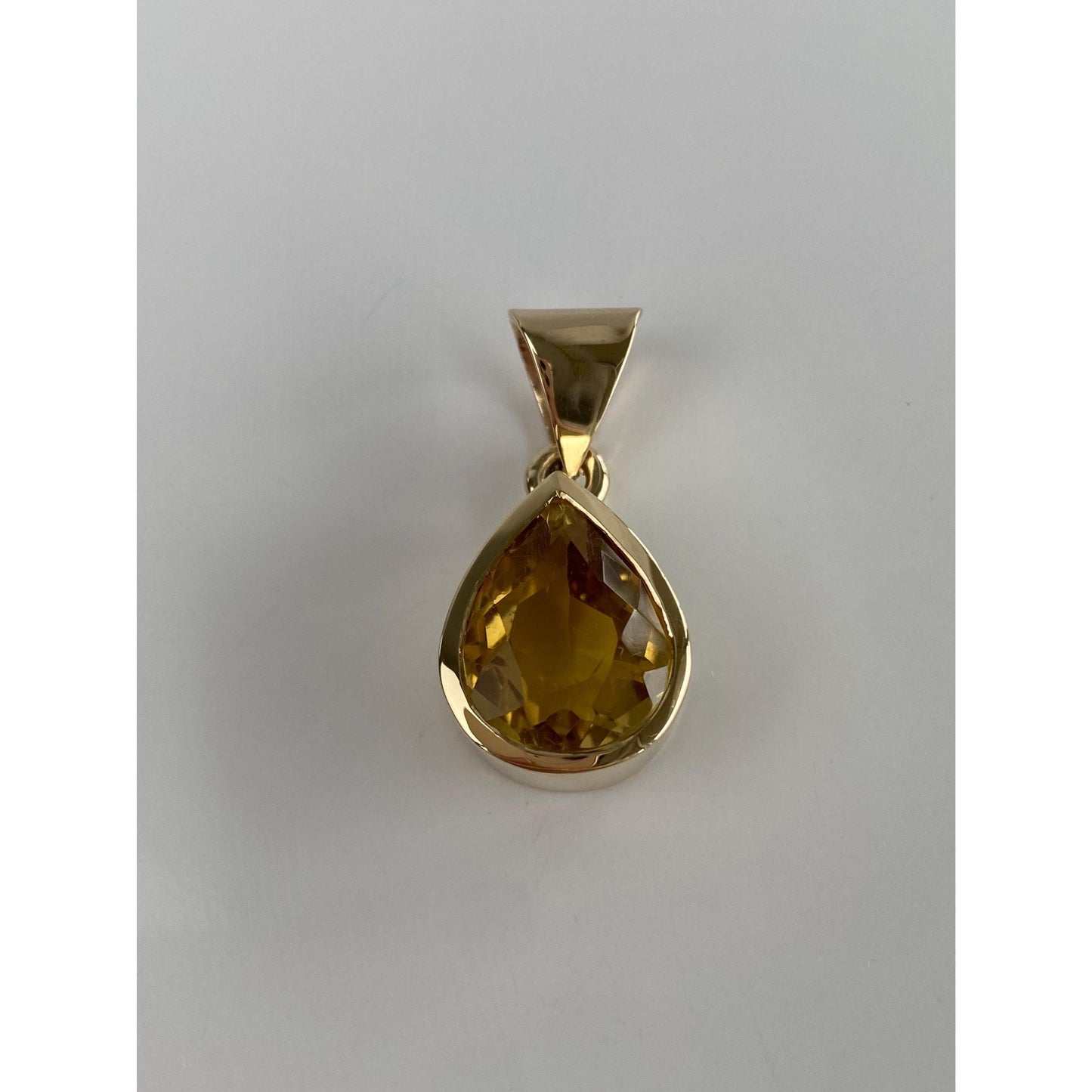 Solid 14k Yellow Gold Citrine Charm