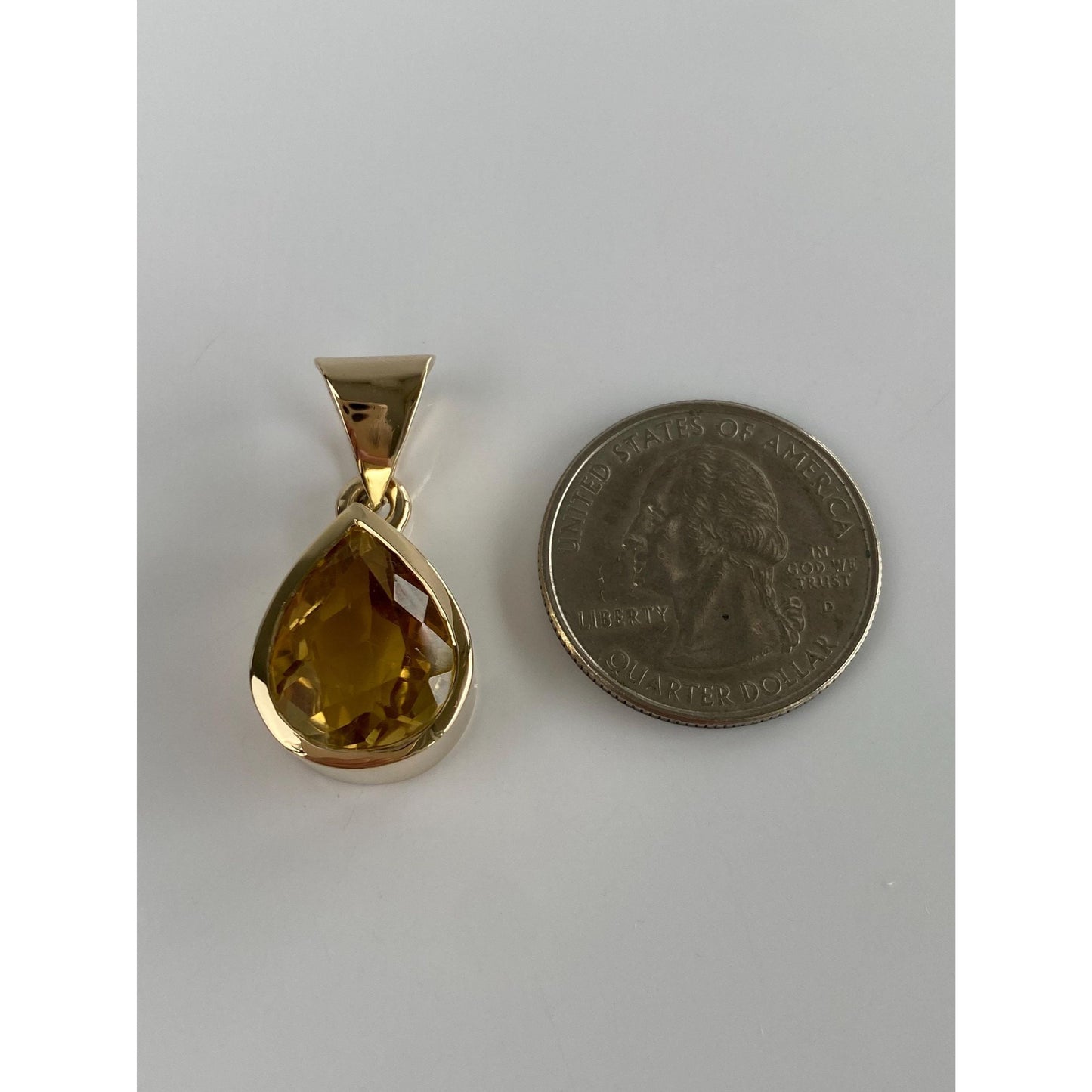 Solid 14k Yellow Gold Citrine Charm