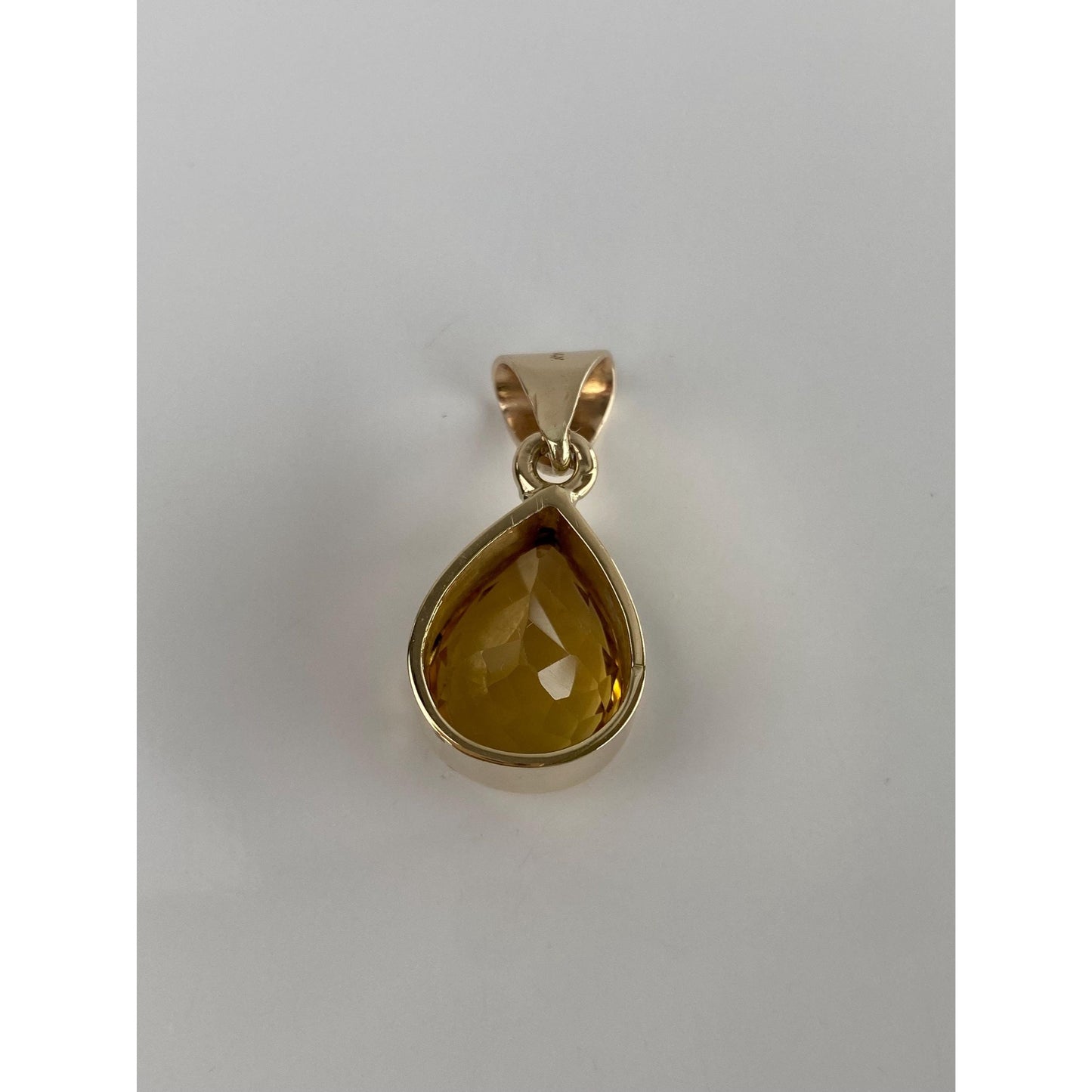 Solid 14k Yellow Gold Citrine Charm